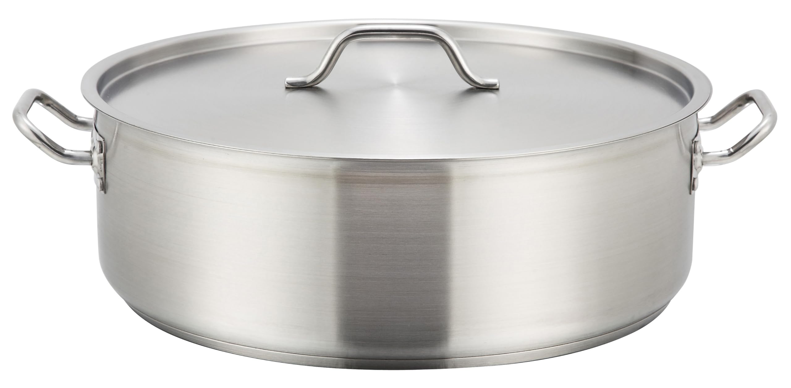 Winco Commercial-Grade Stainless Steel Brazier with Lid, 30 Quart