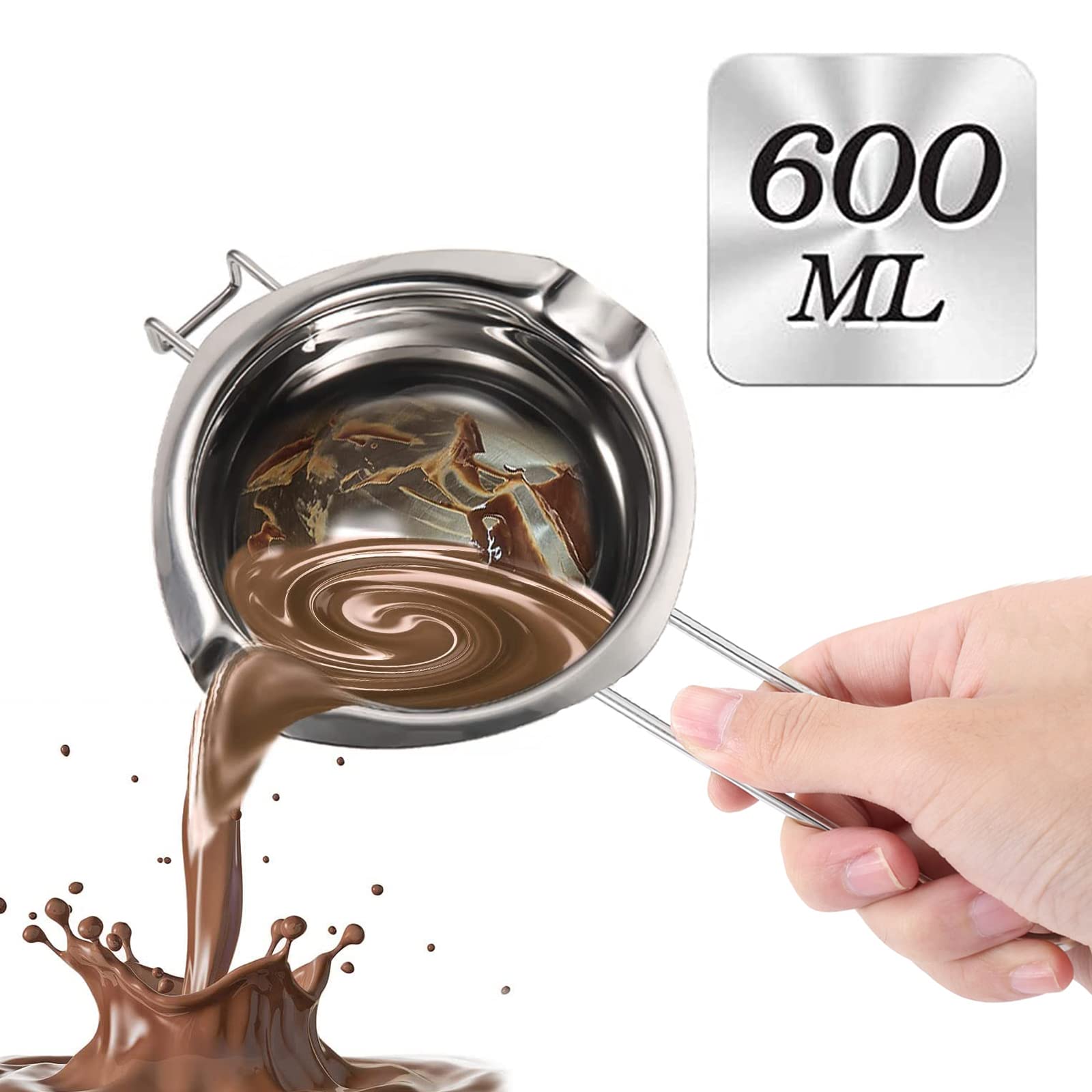 Chocolate Melting Pot - 600Ml Double Boiler With Heat Resistant Handle, Stainless Steel Double Boiler Pot Set, Double Boilers Fo