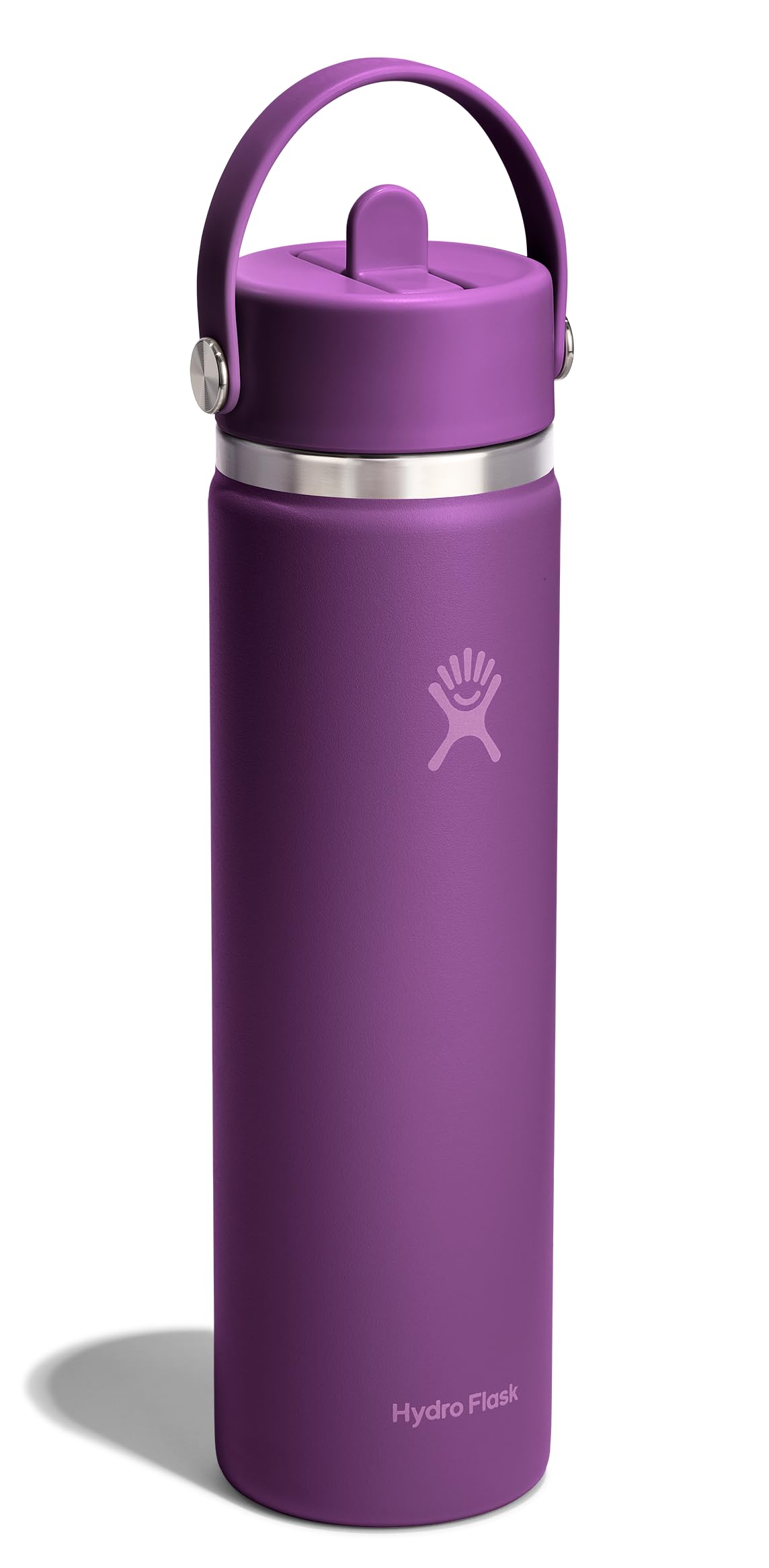Hydro Flask Water Bottle - Insulated Stainless Steel - Wide Mouth Flex Straw Lid, Non Spill, Leakproof and Refillable in 24 Oz B