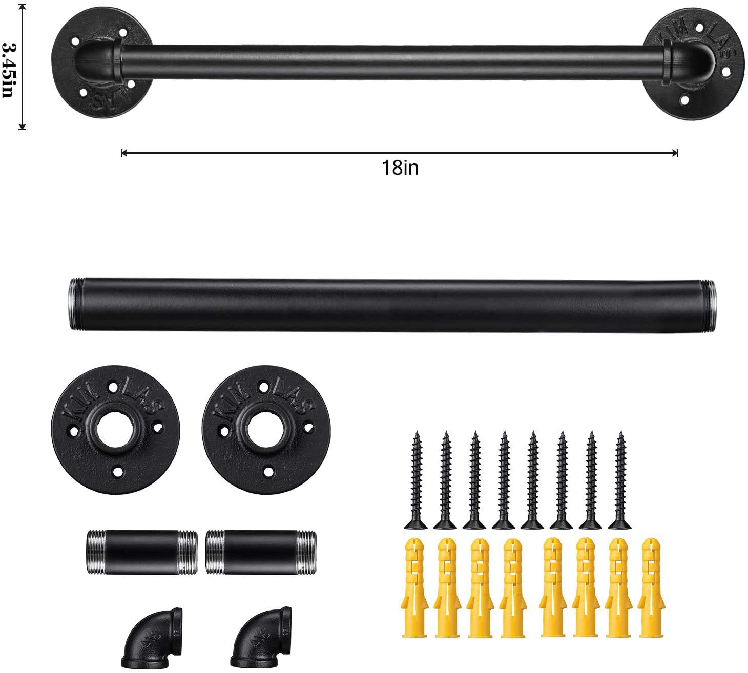 2 Pack 18 Inch Industrial Pipe Towel Bar  Elibbren Bathroom Hardware Towel Bar Accessory  DIY Wall Mount Bath Towel Rack Holder