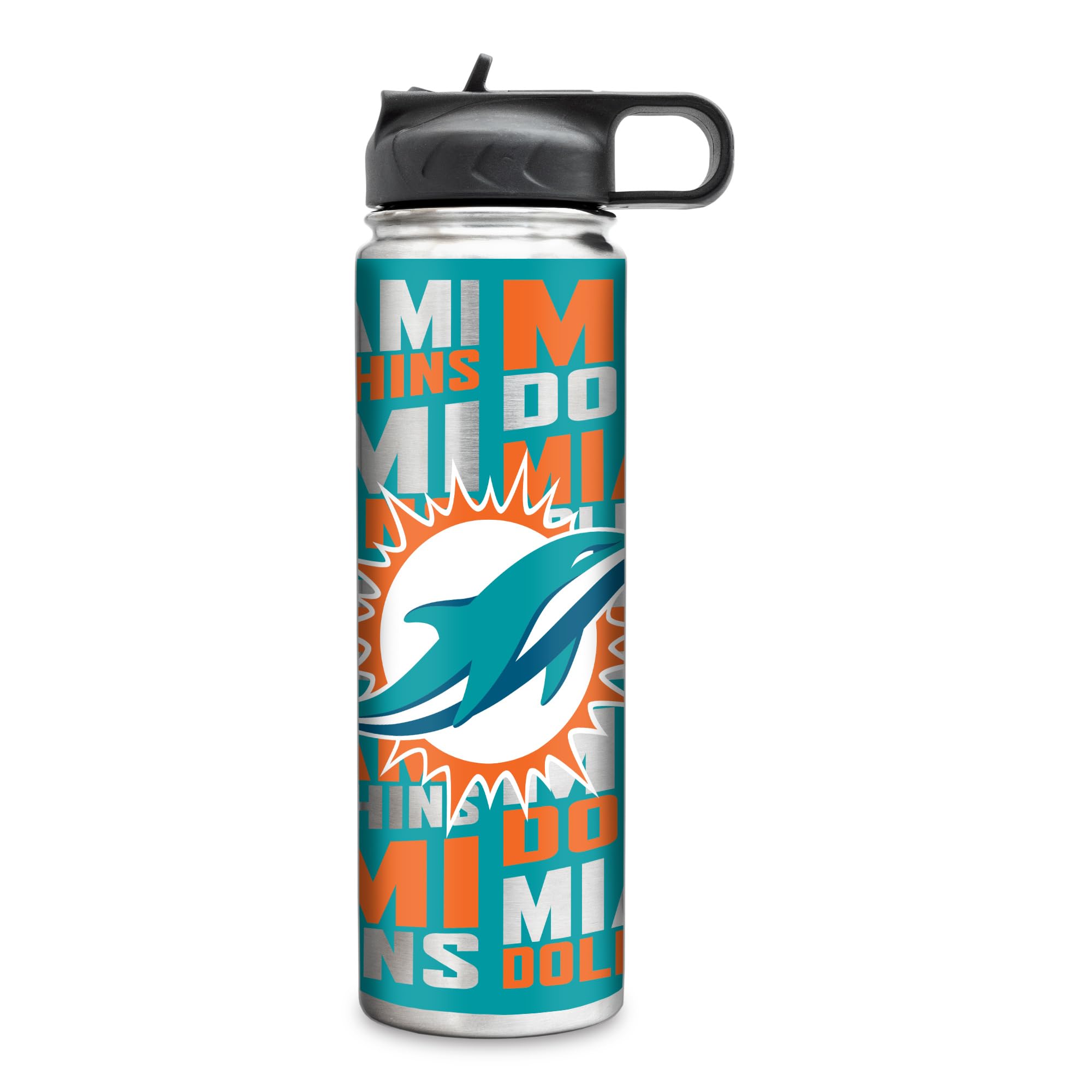 Rico Industries NFL Football Miami Dolphins 22oz Stainless Steel Tumbler with Lid - Great For Coffee, Tea, Water or Cocktails