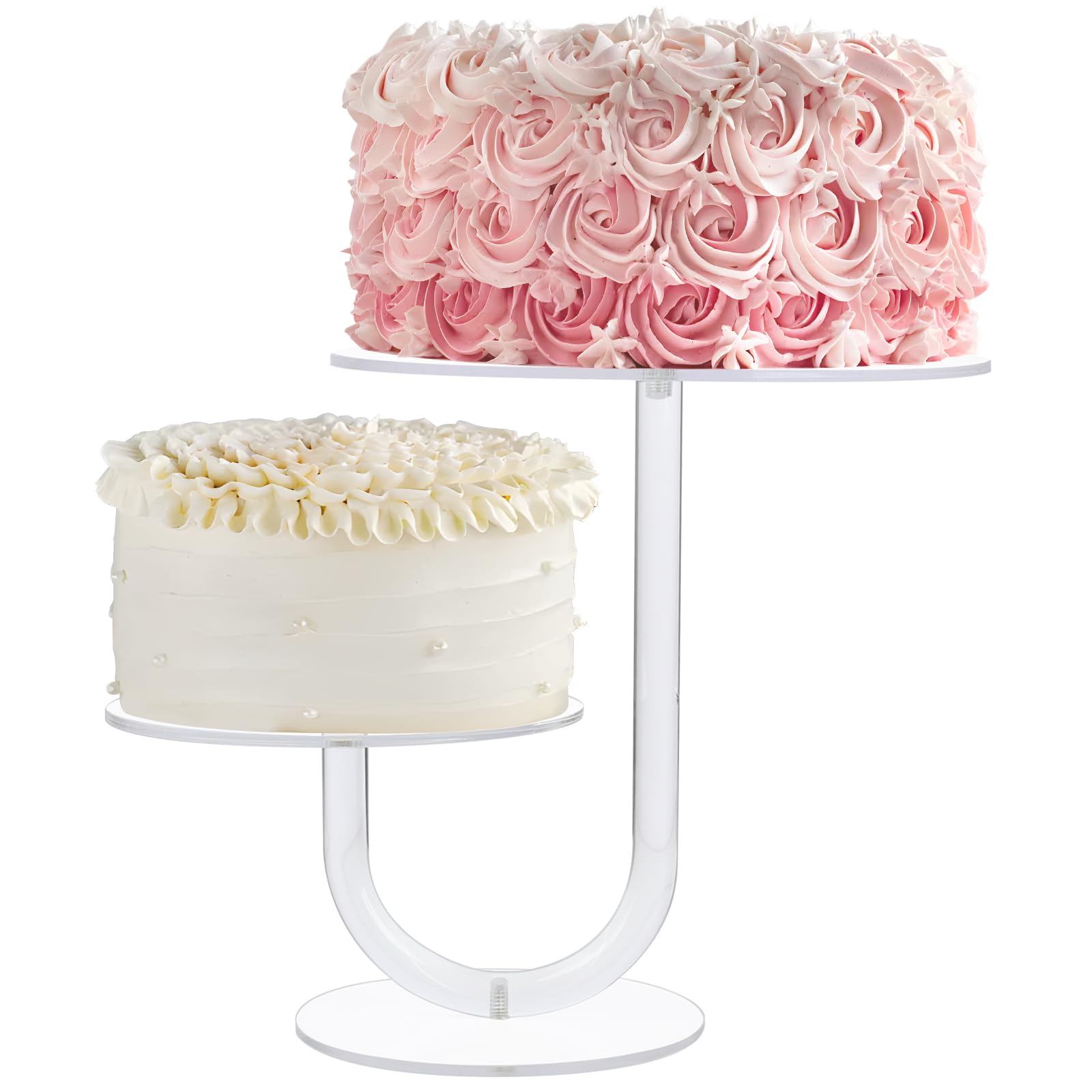 Cake Stand 2 Tier - Stylish Clear Cake Tree Acrylic Cupcake Tower For Weddings, Birthdays, Anniversaries, Baby Showers, Parties