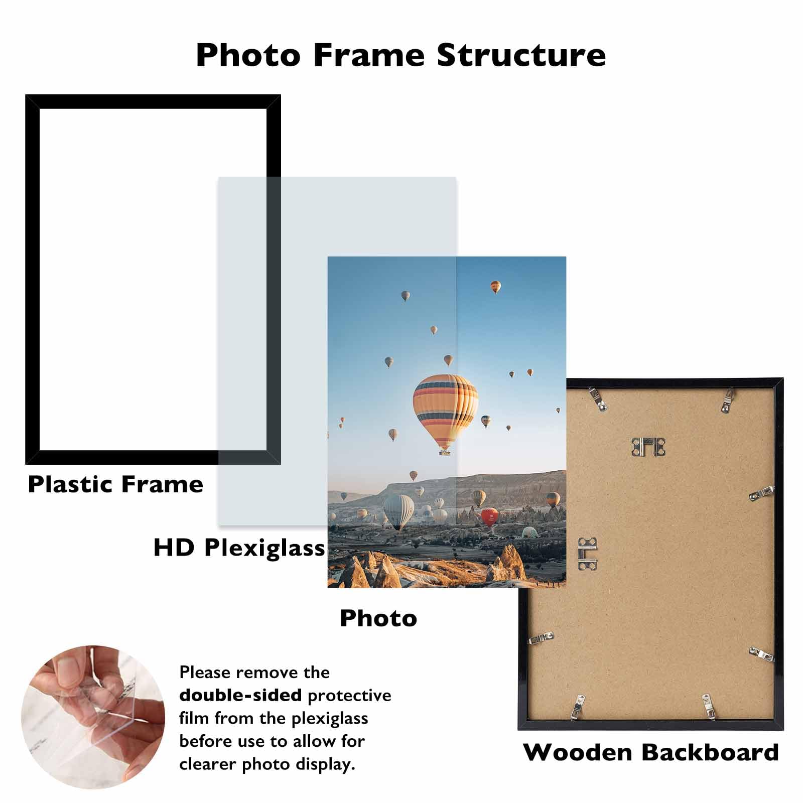 JCJMY 9x14 Picture Frame Black for Wall Hanging, Wall Mounting Horizontally or Vertically, 9 x 14 Wall Gallery Poster Photo Fram