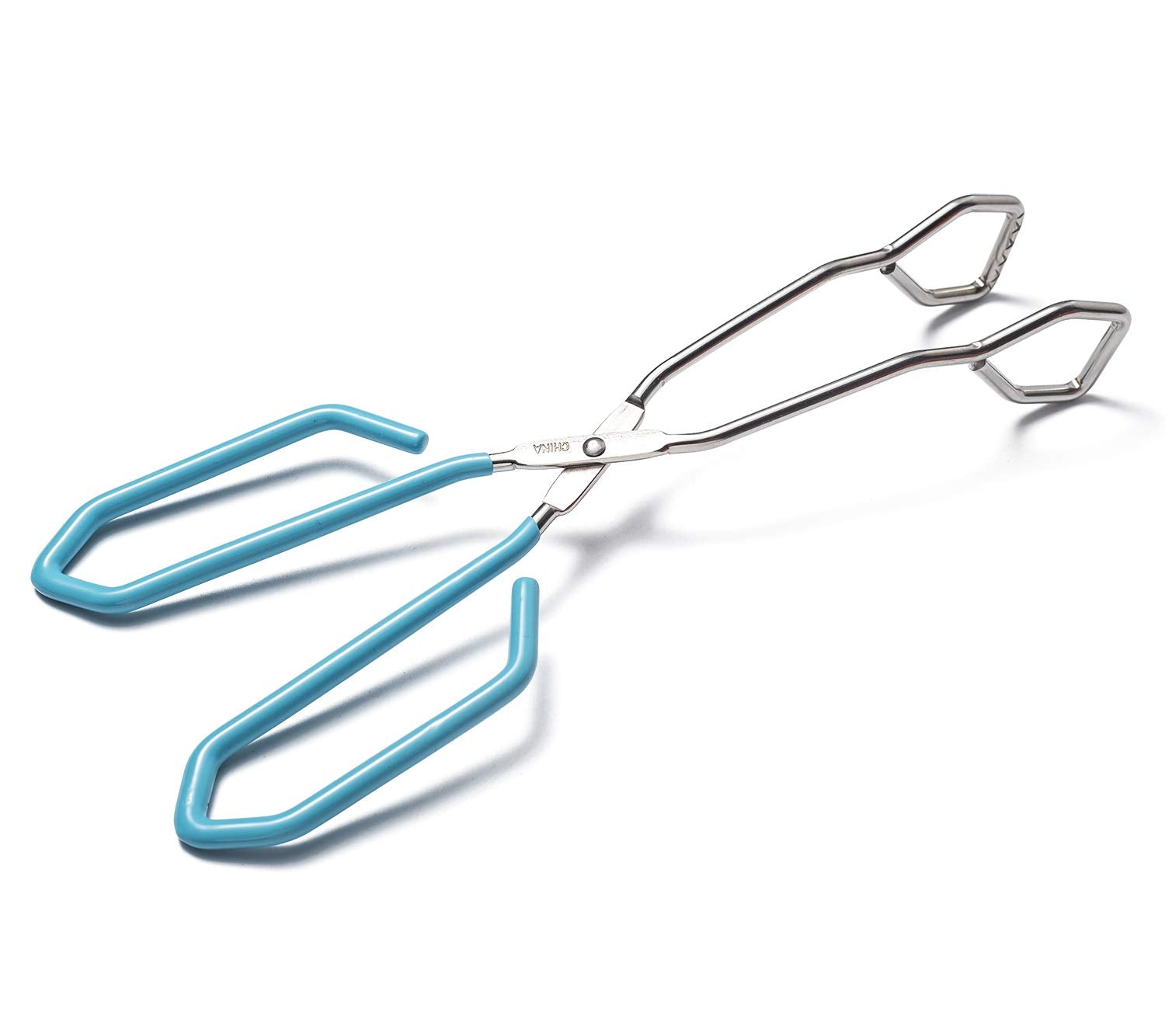 11 Inch Hiash Blue Stainless Steel Scissor Tongs, Kitchen Tongs For Cooking