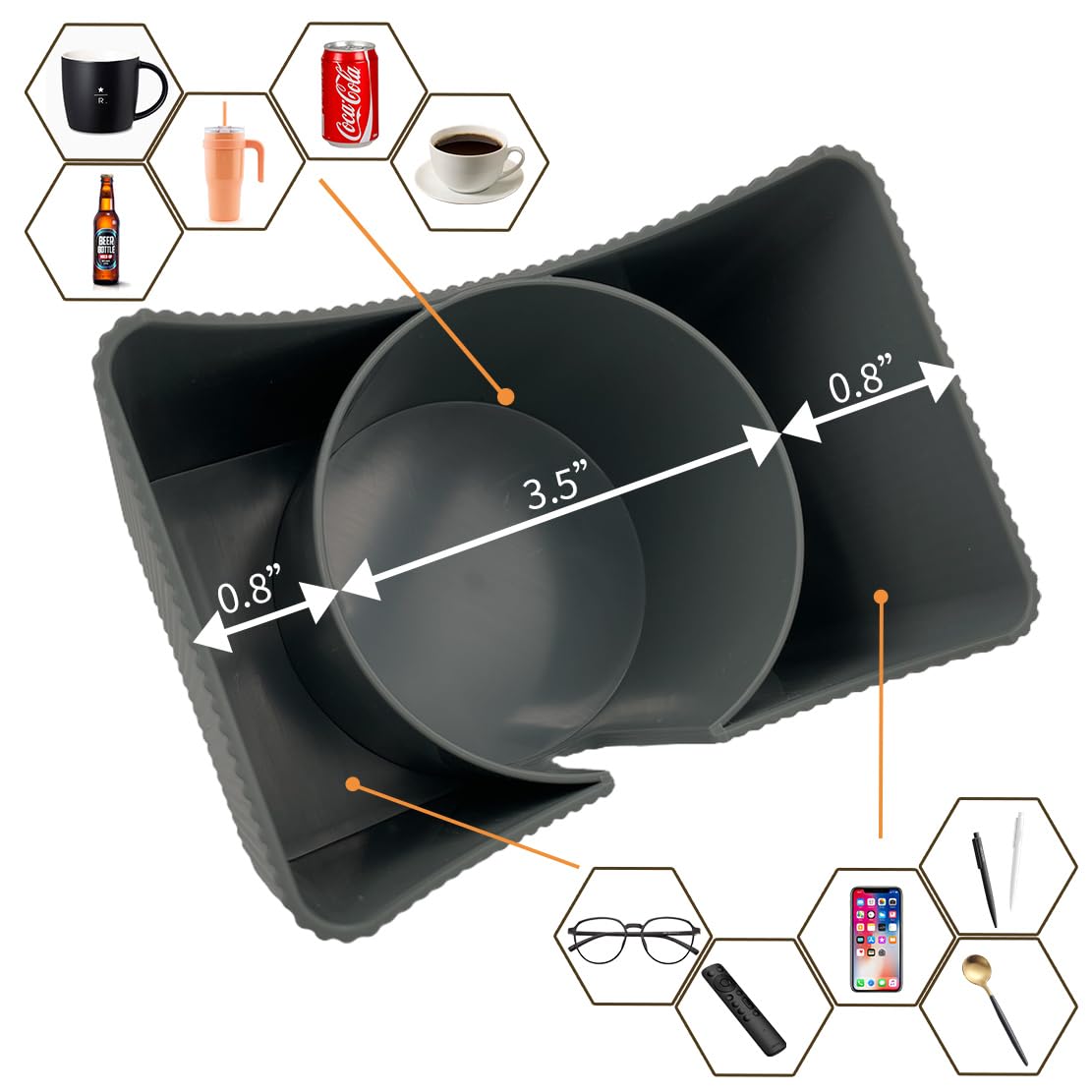 Couch Anti-Spill Drink Holder Tray, Couch Seat Cushion Cup Beverage Holder For Cups, Mugs, Bottles, Cans (Gray)