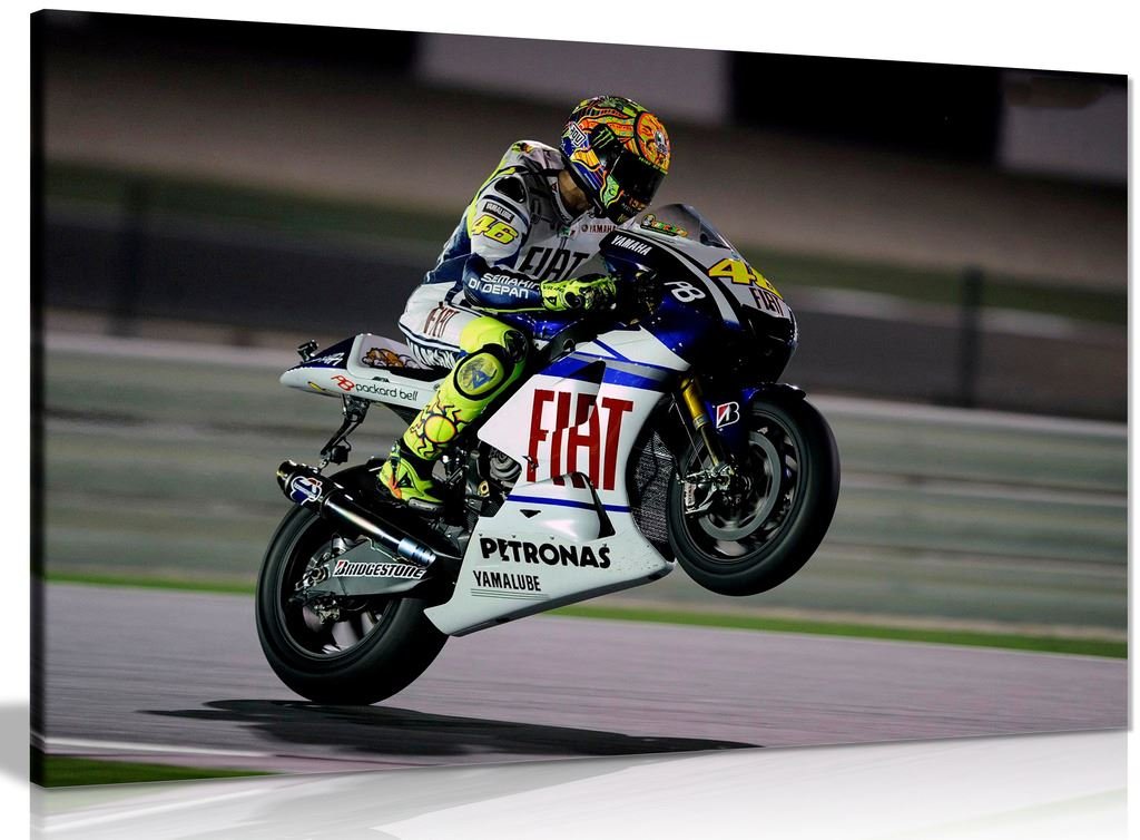 Valentino Rossi Moto Gp Canvas Wall Art Picture Print (18X12In)