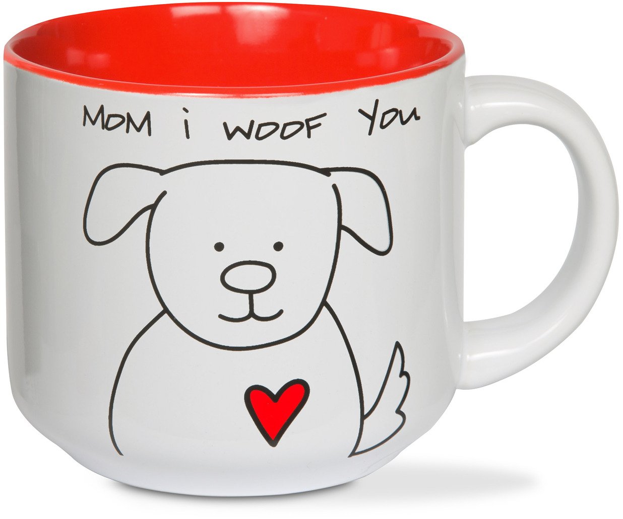 Pavilion Gift Company Blobby Dog-Mom I Woof You Ceramic Coffee Mug, Red