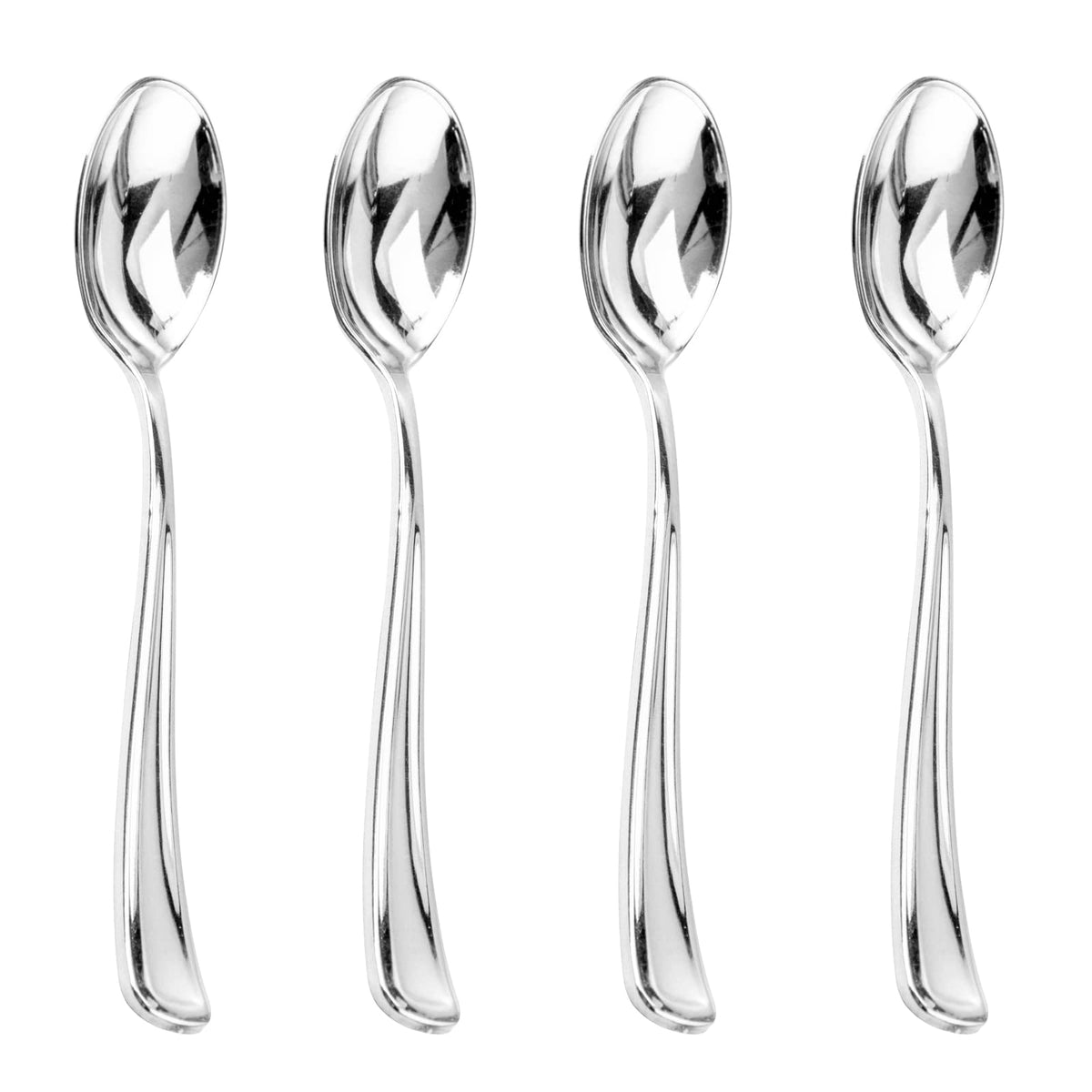 Liacere 200Pcs Silver Plastic Spoons - Heavy Duty Silver Disposable Spoons - Silver Dessert Spoons For Wedding & Party & New Yea