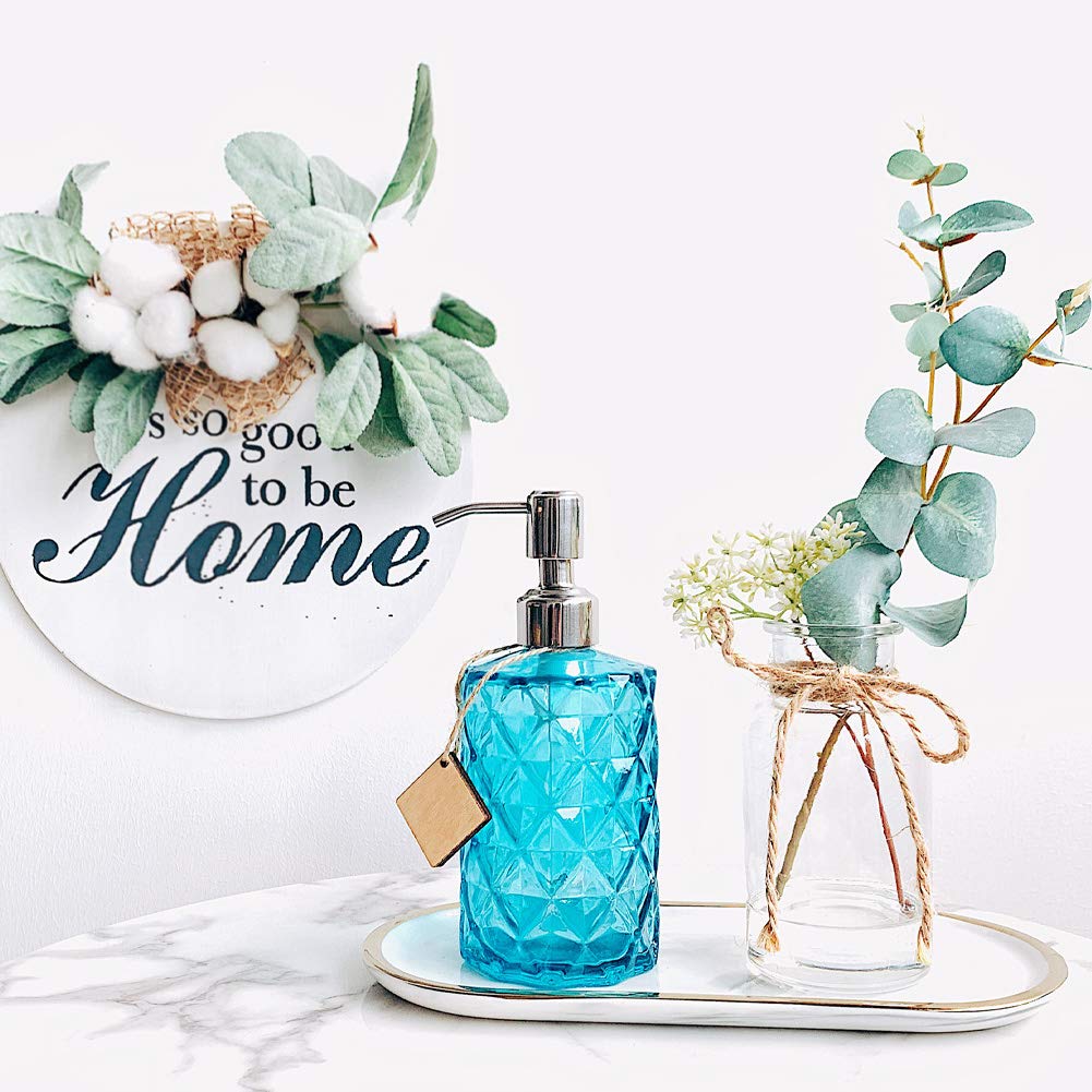 Jasai Diamond Design Soap Dispenser With 304 Rust Proof Stainless Steel Soap Pump, 12 Ounce Kitchen Soap Dispenser For Bathroom,