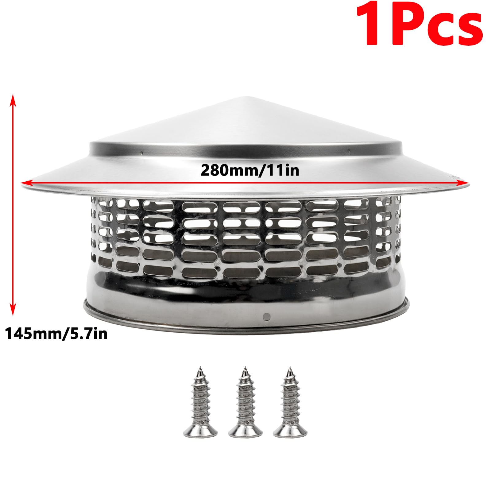 Antrader 7.87 Inch Round Stainless Steel Chimney Cap, Cone Top Chimney Cap Round Chimney Cap Chimney Cover Cap Chimney Cover Out