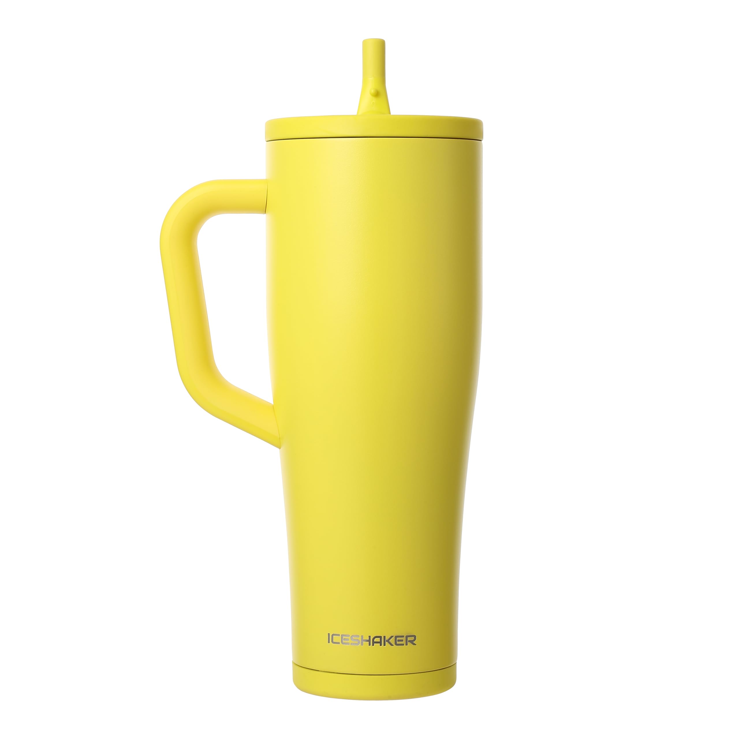 Ice Shaker 40 oz Tumbler with Handle and Straw | 40oz Yellow | Cold for 30+ Hours | 2-in-1 Tumbler Shaker Bottle | Odor-Free 40 