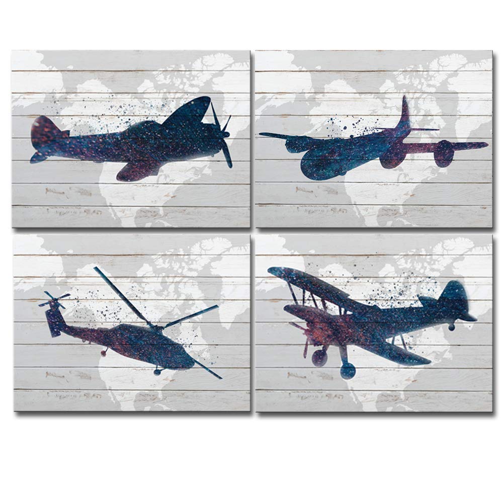 Lovehouse Airplane Wall Hanging Decor For Boys Room Plane Painting Artwork Prints For Kids Bedroom Adventure Decor For Boys Bed