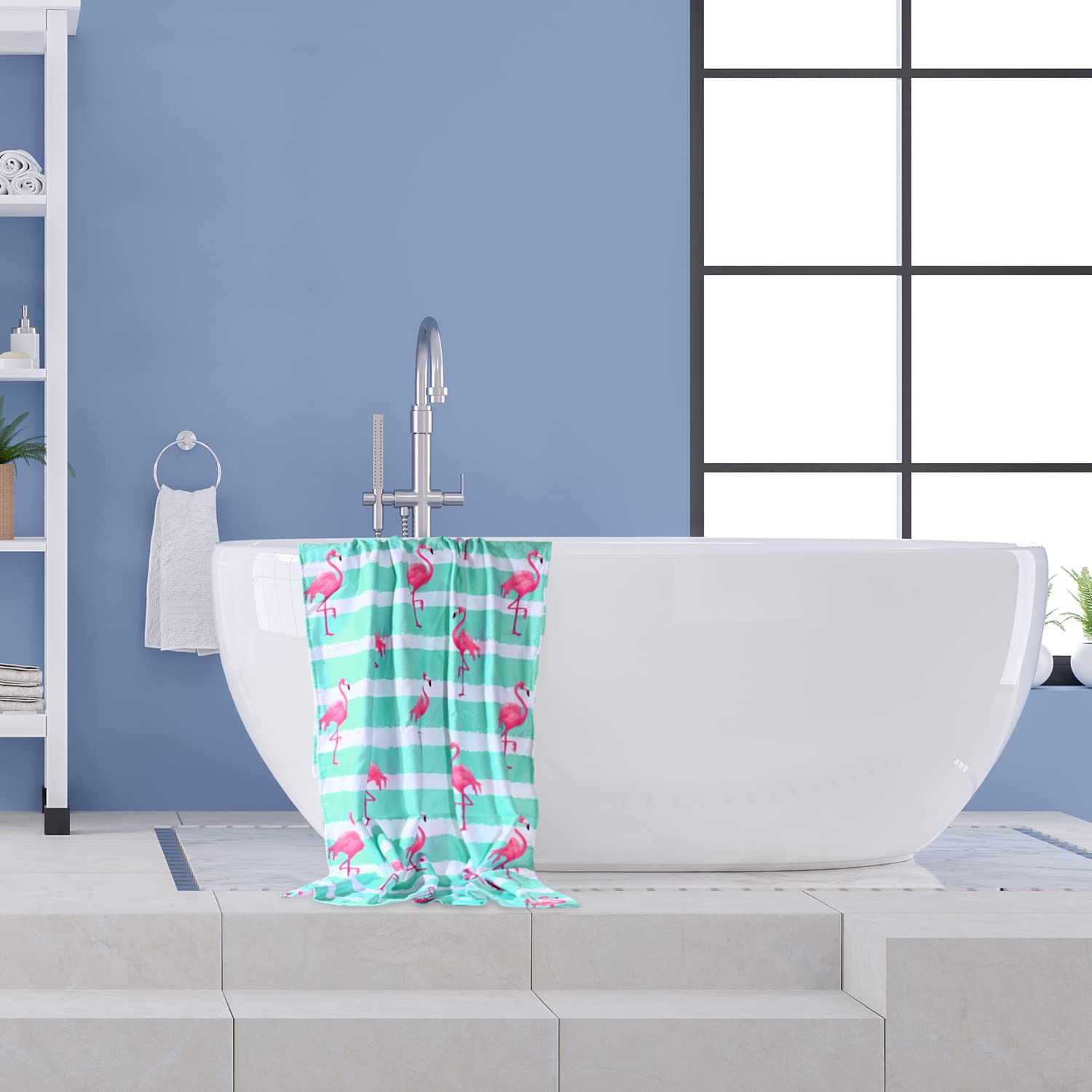 Livilan Blue Flamingo Beach Towel For Girls Kids, 30   X60    Microfiber Thin Soft Bath Swimming Pool Travel Towel, Oversized Qu