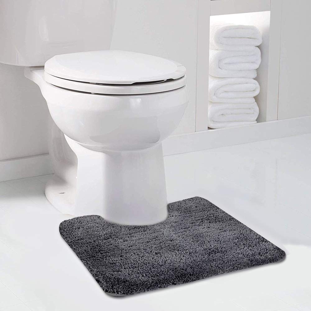 Walensee Bathroom Contour Rug (20X24, Dark Grey) Non Slip Bath Mat For Bathroom Water Absorbent Soft Microfiber Shaggy Bathroom