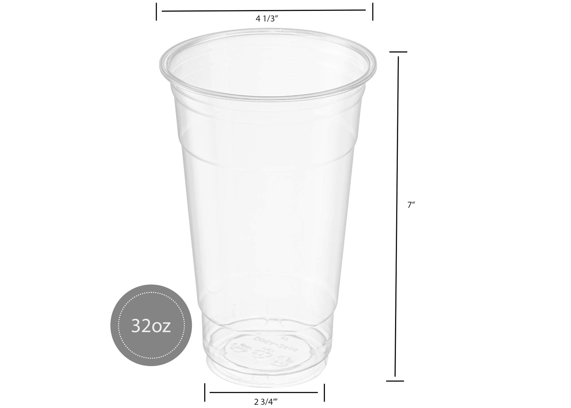 Elegant Disposables [50 Sets - 32 Oz] Crystal Clear Pet Plastic Cups With Flat Lids For Iced Coffee, Milkshake, Cold Drinks, Slu