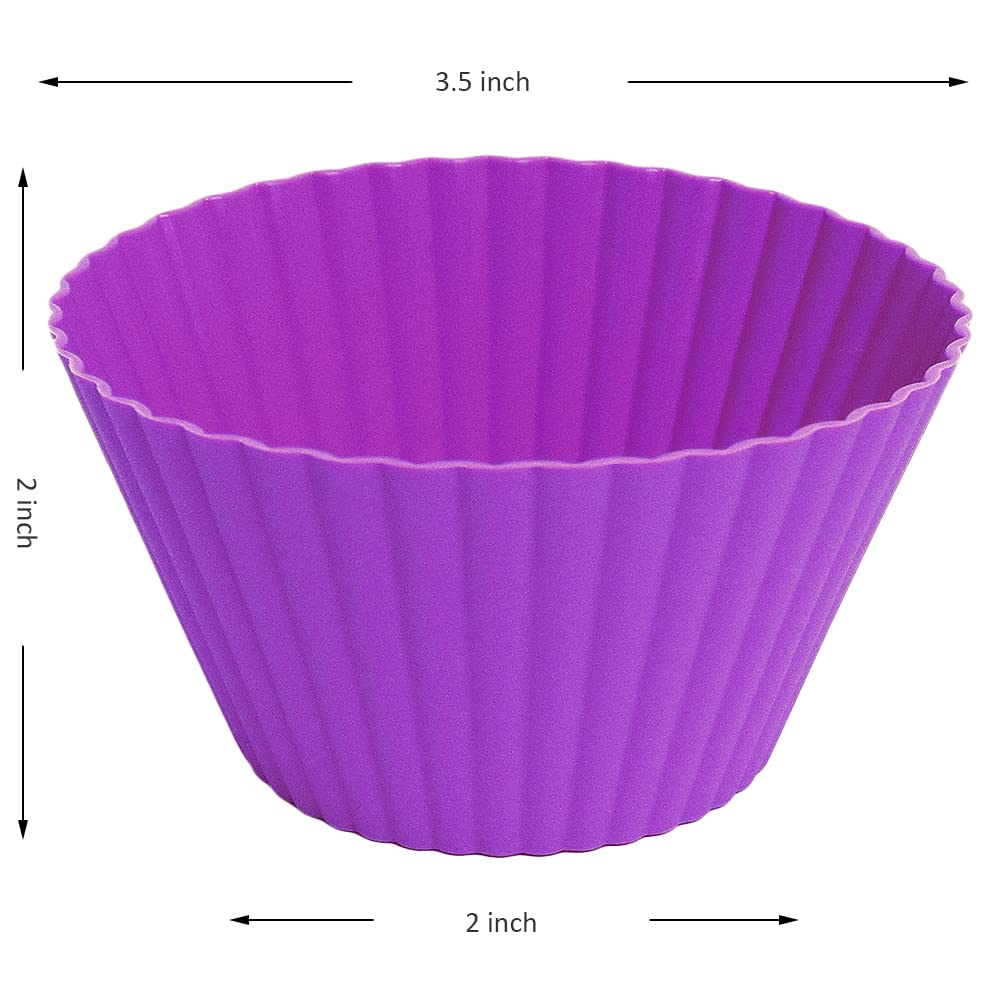 Pharamat Extra Large Silicone Cupcake Muffin Cups 24 Pack, 3.54 Inch Cupcake And Muffin Liners, Reusable Jumbo Silicone Baking C