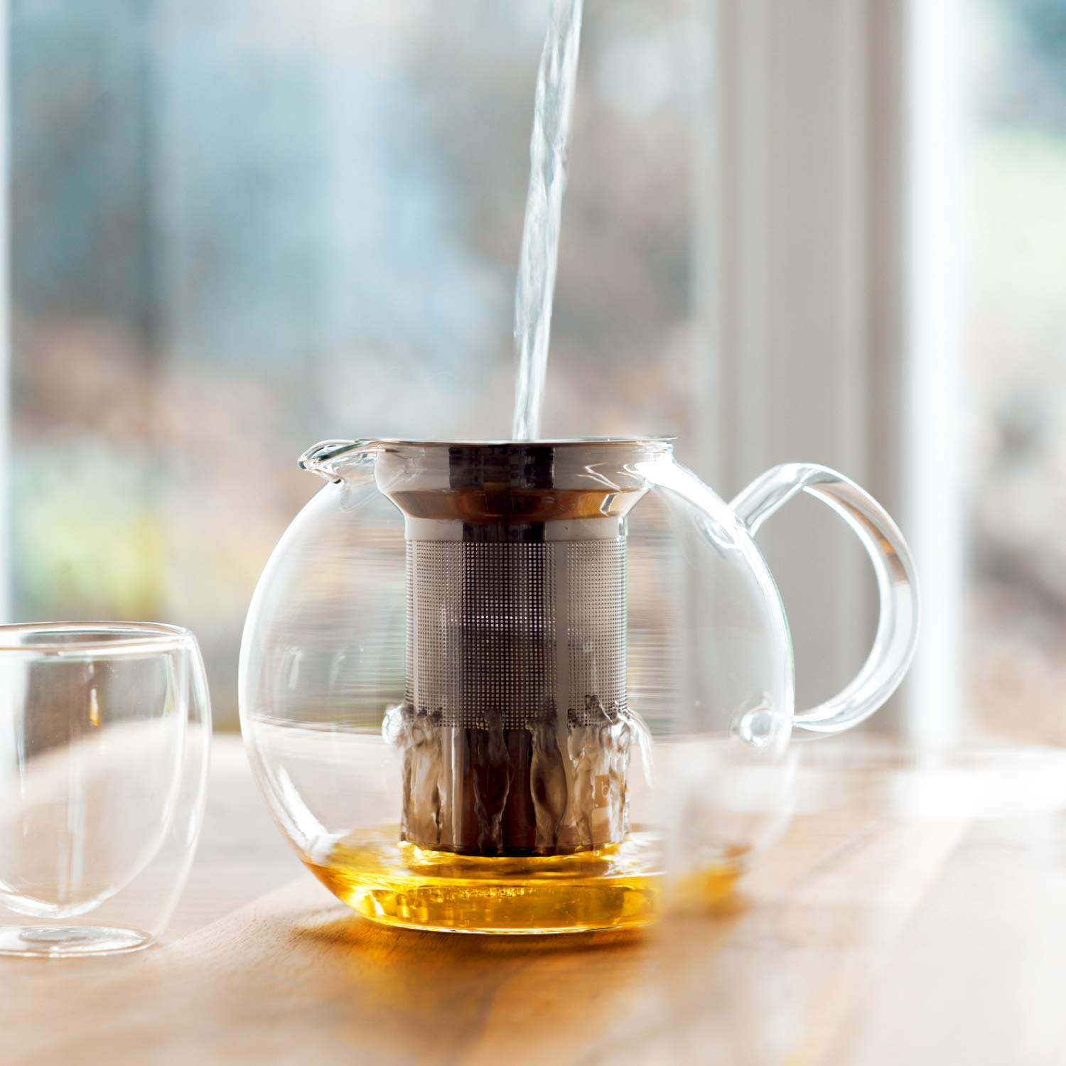 Bodum 1801-16 Assam Tea Press, Permanent Filter, Glass Handle, 1.0 L/34 Oz) - Black/Transparent