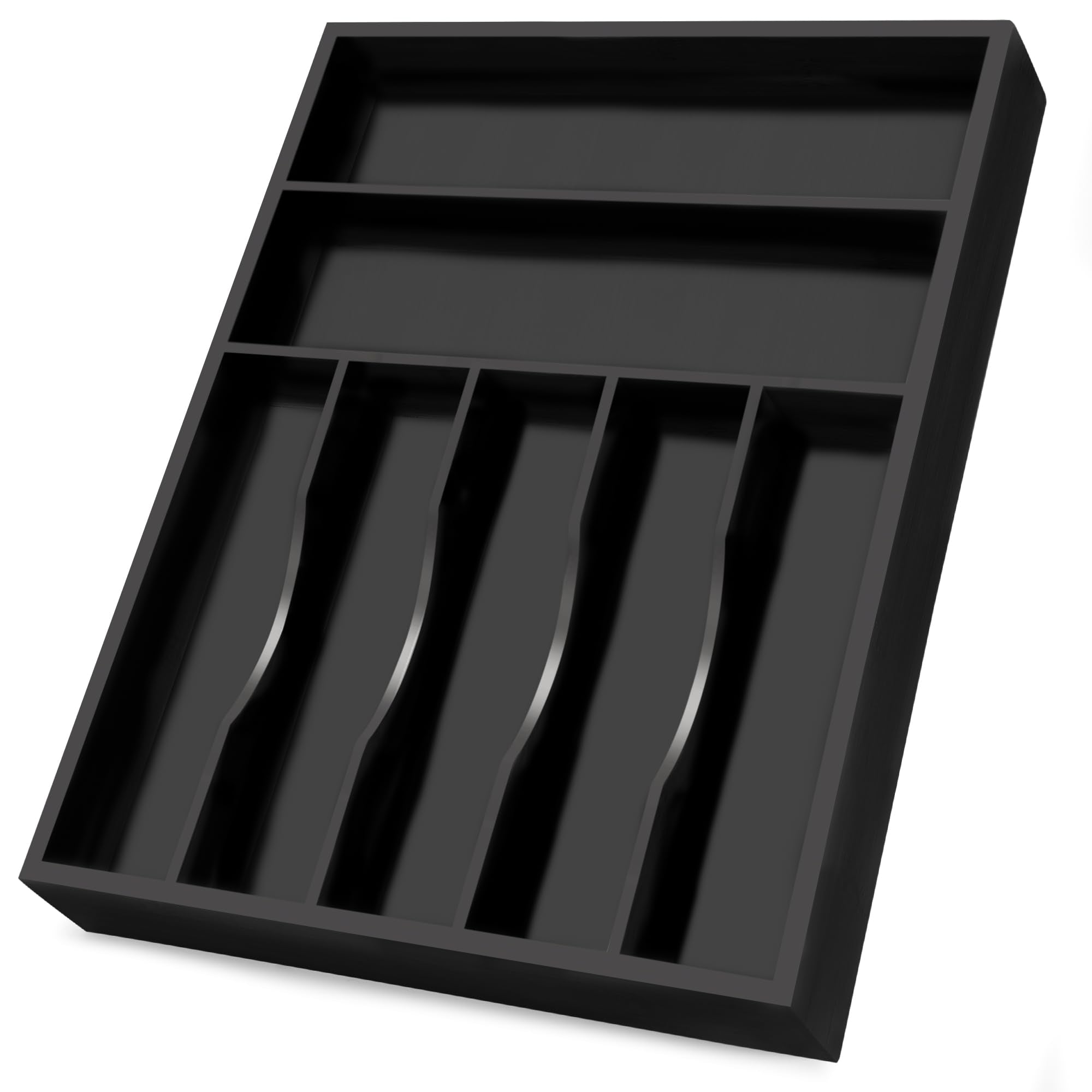Bellsal Black Utensil Organizer 12.5 Inch Silverware Tray for Drawer Utensil Holder Cutlery Organizer Kitchen Drawer Organizer 7