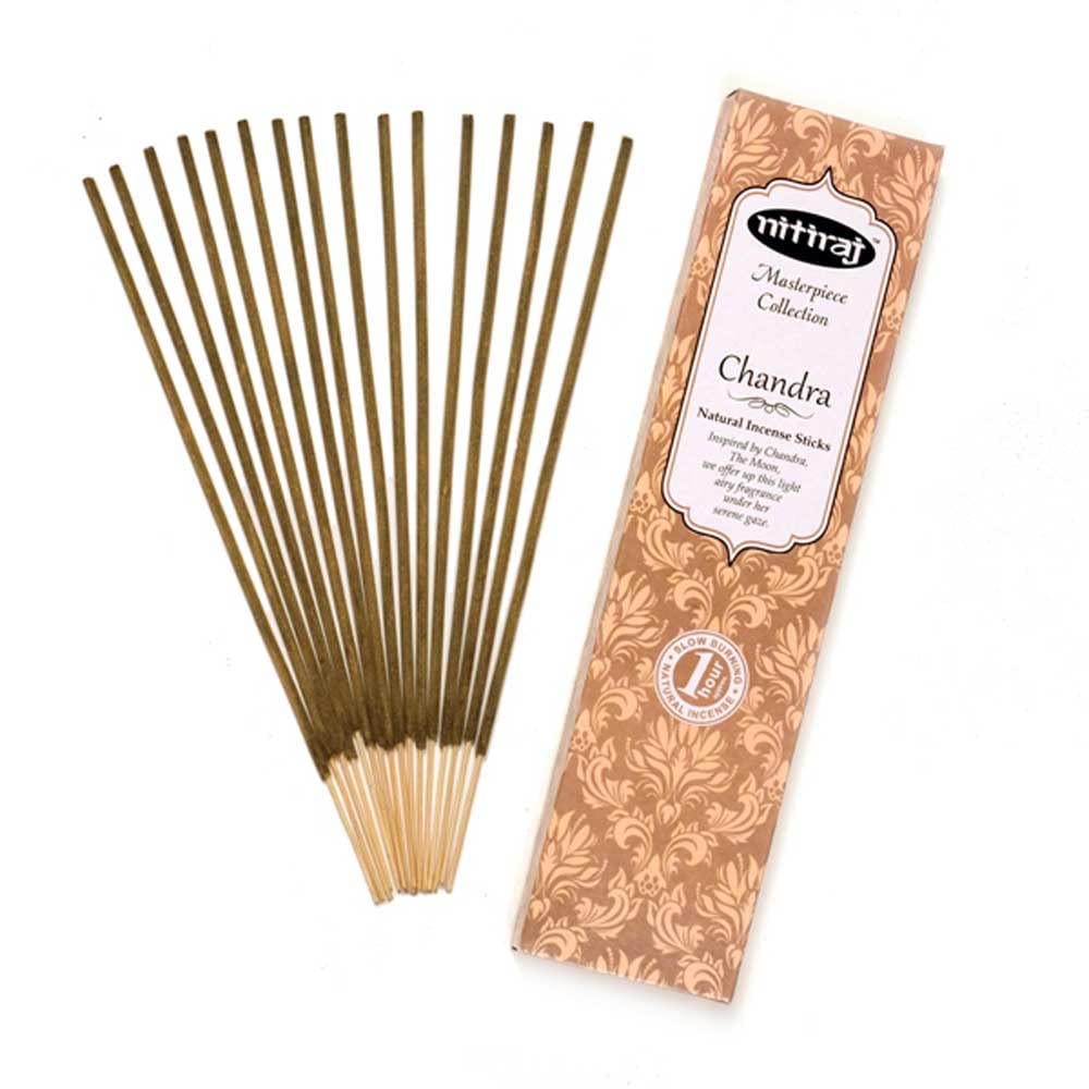 Nitiraj Masterpiece Collection Incense 2-Pack 25gm 1 Hour per Stick Chandra