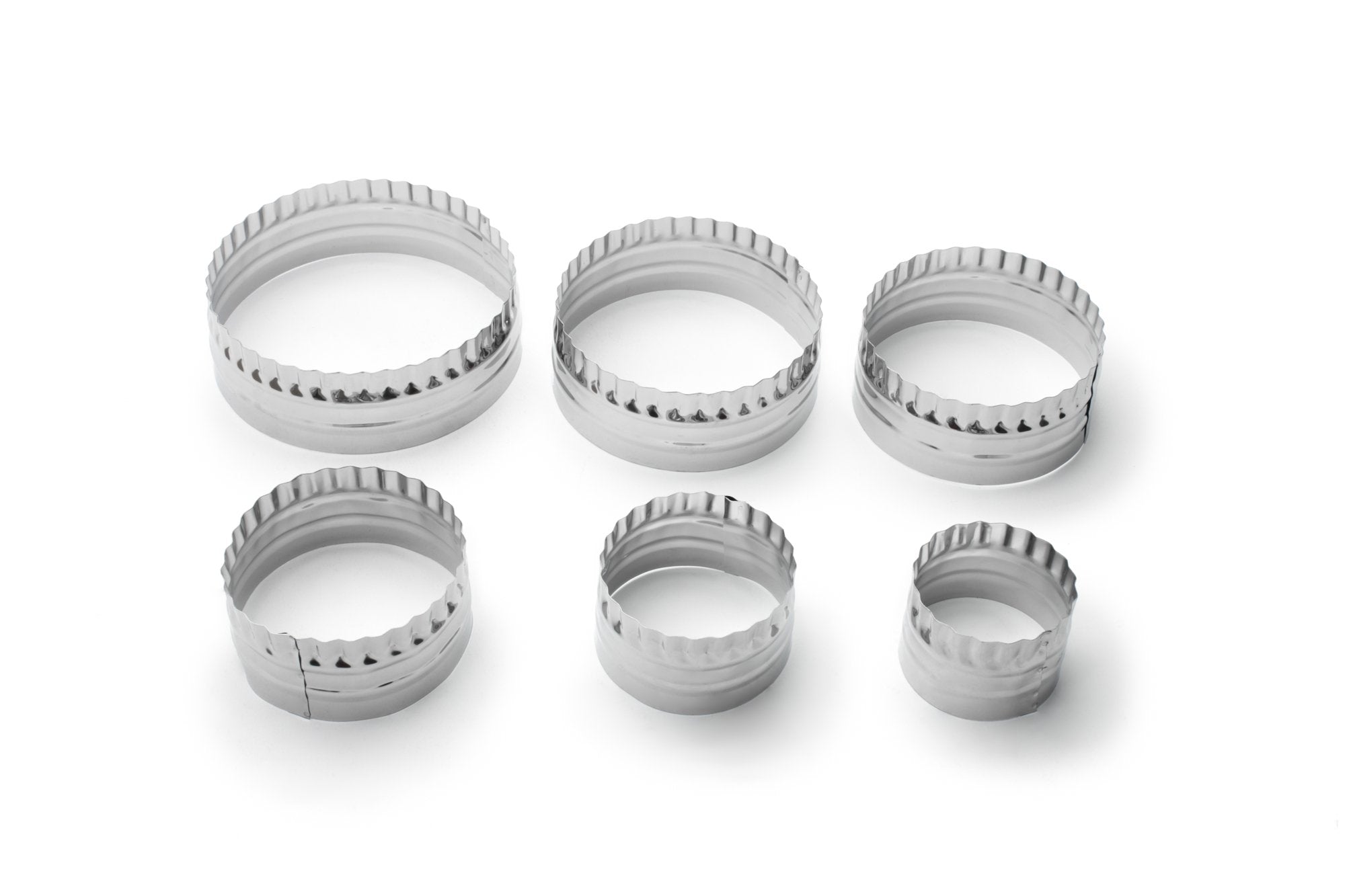 Fox Run Plain And Crinkled Circle Cookie Cutters, 1.5 X 4.5 X 4.5 Inches, Metallic