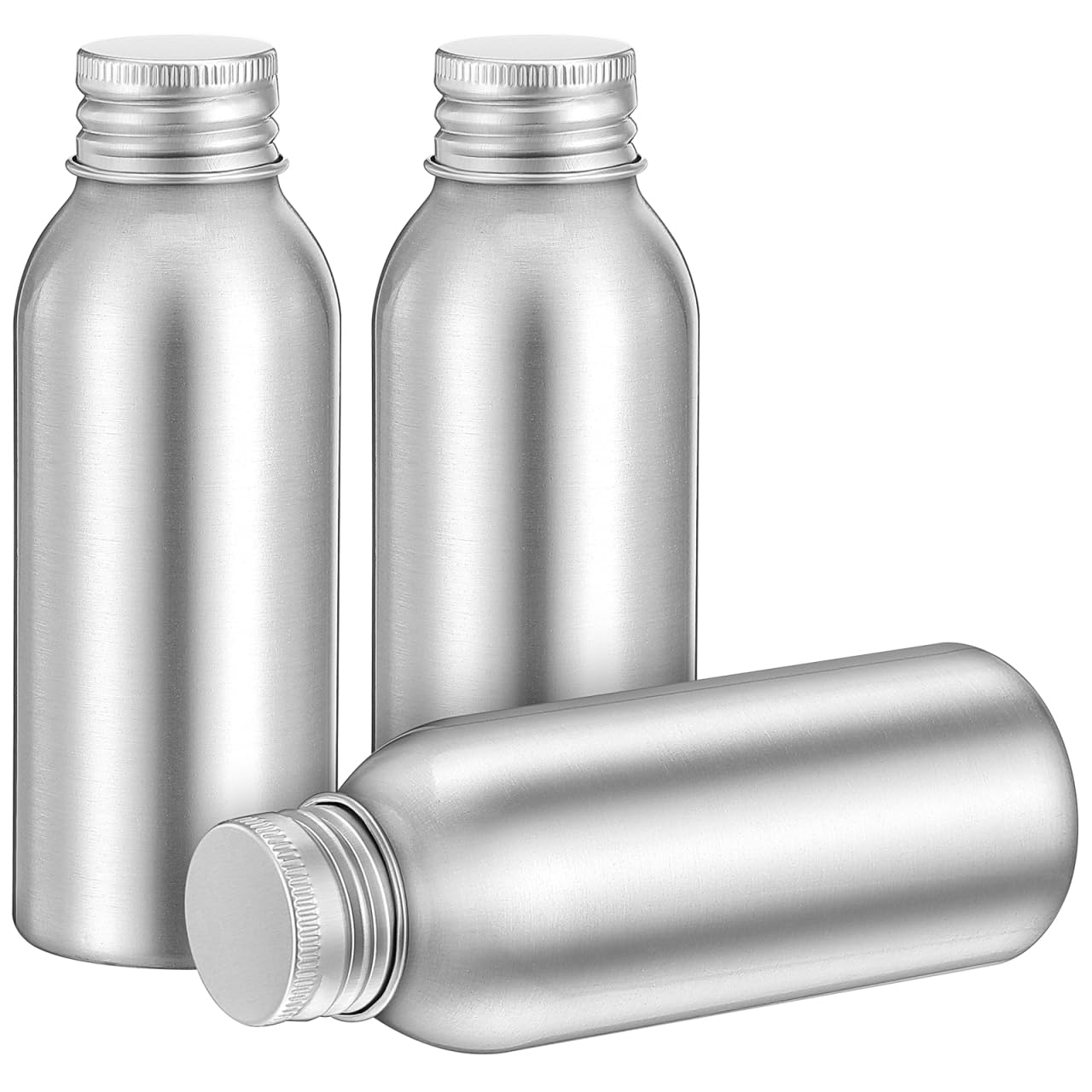 Cabilock Aluminum Bottle Cap Set 3 .57X4.37 Inch Refillable Aluminum Bottles with LeakProof Screw Lids for Essential Oils Sham