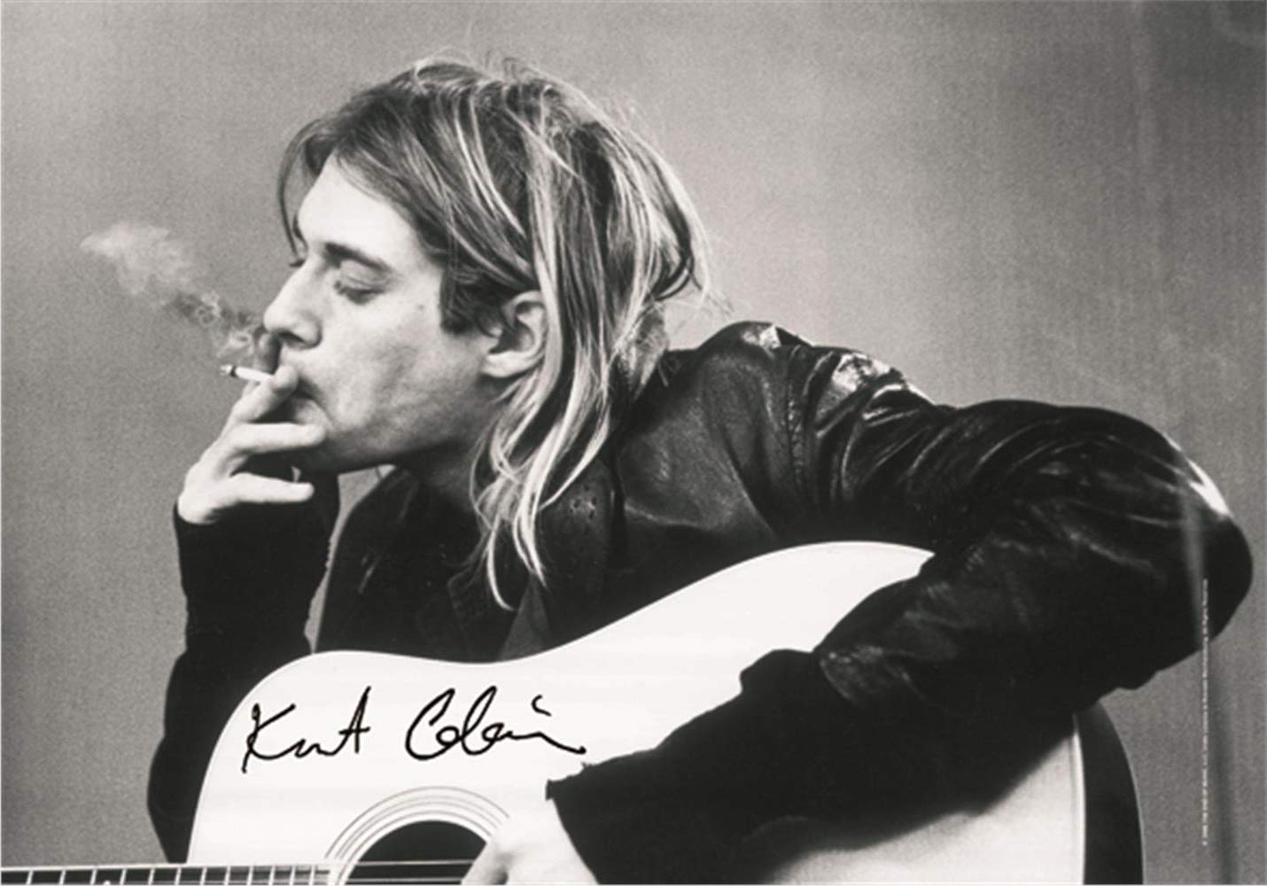 Signs-Unique Kurt Cobain & Guitar Large Fabric Poster / Flag 1100Mm X 750Mm (Hr)