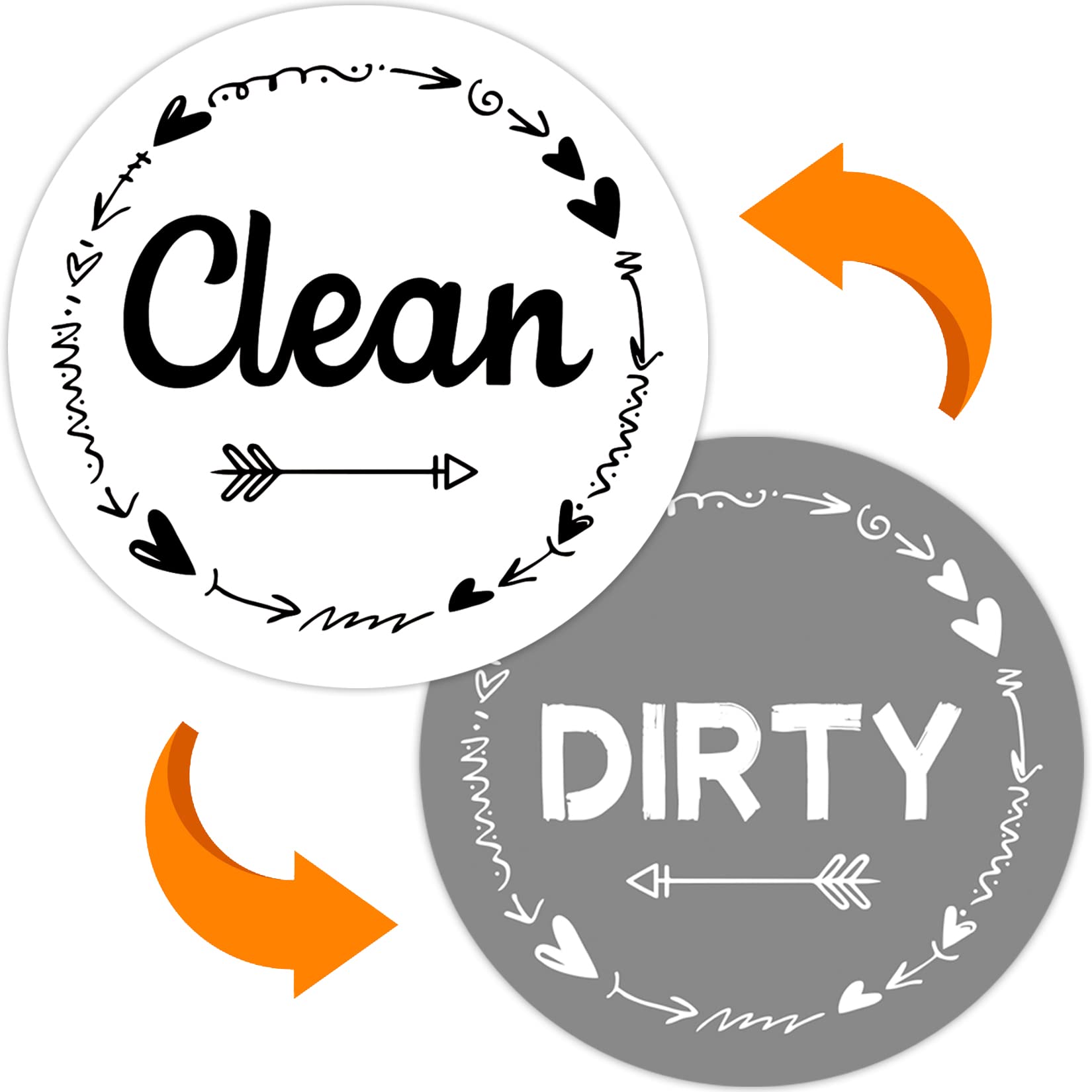Dirty Clean Dishwasher Magnet Sign for Kitchen Organization and Storage - Refrigerator Dish Bin Washer Necessities (White & Grey