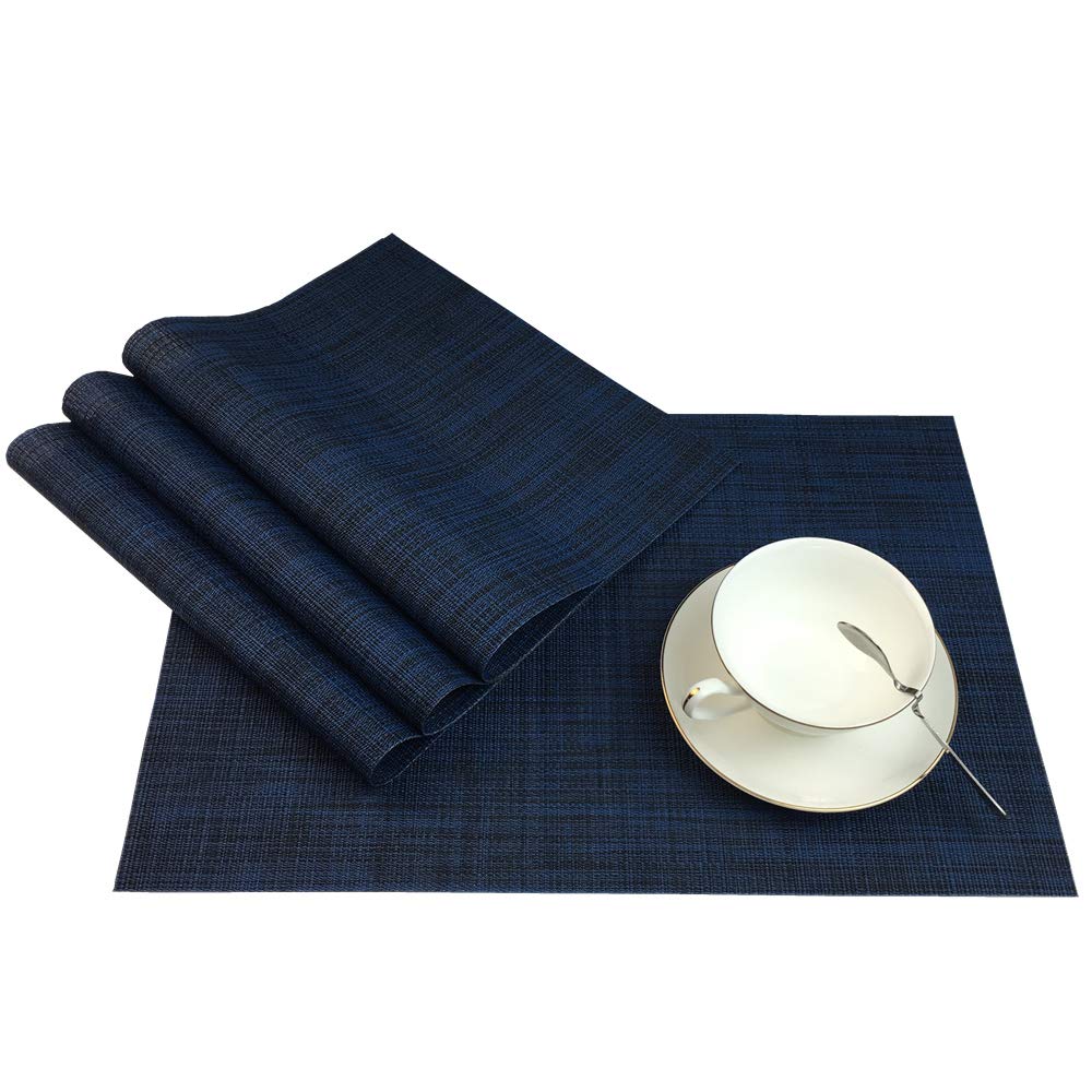 Zx Vision Heat Resistant Placemats For Dining Tbale Woven Vinyl Washable Place Mats Wipe Clean Pvc Table Mats,Set Of 4,Best Gift