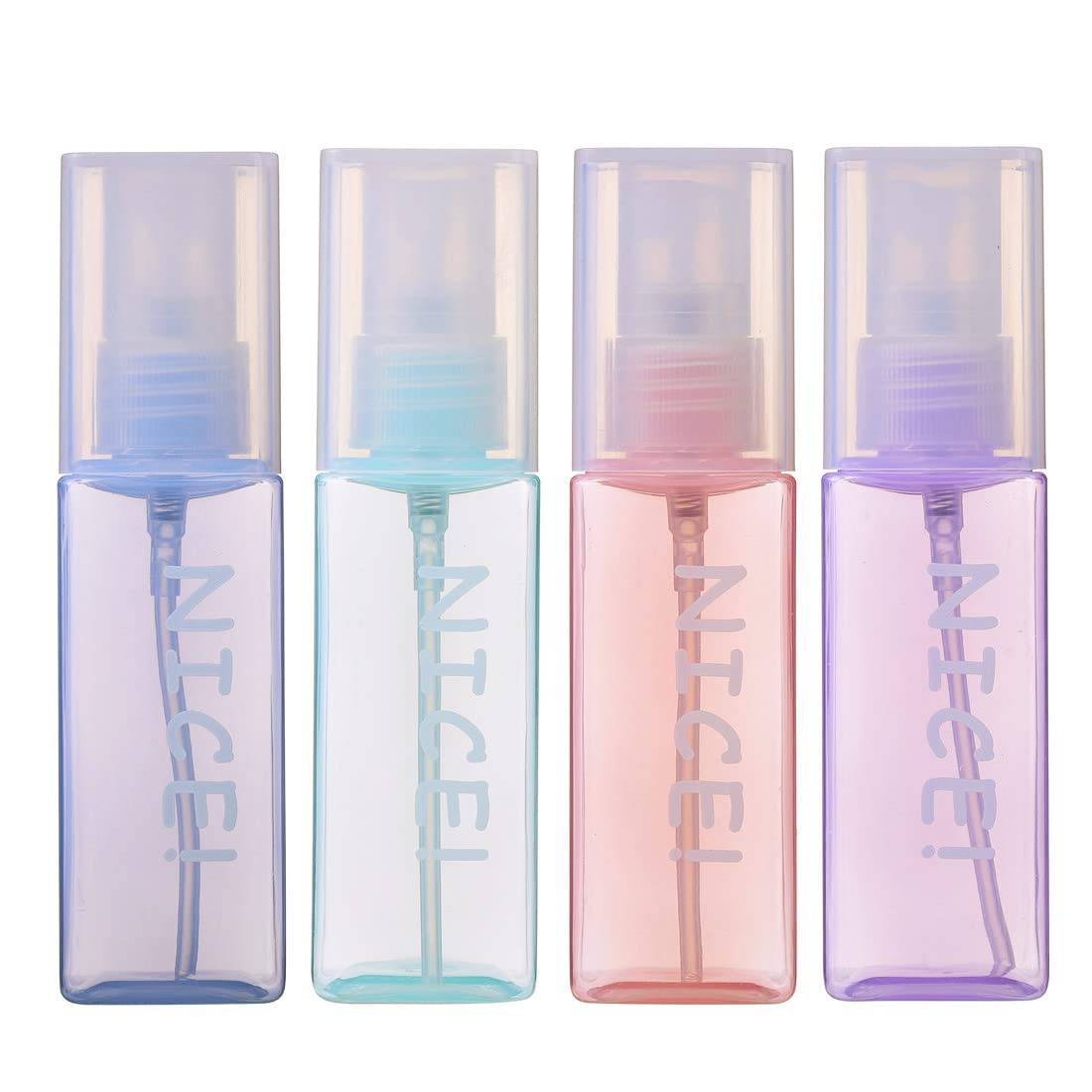 Spray Bottles 50 Ml (1.7 Oz), 4 Pack Empty Plastic Mini Travel Bottle Set With Fine Mist Portable Refillable Makeup Cosmetic Ato