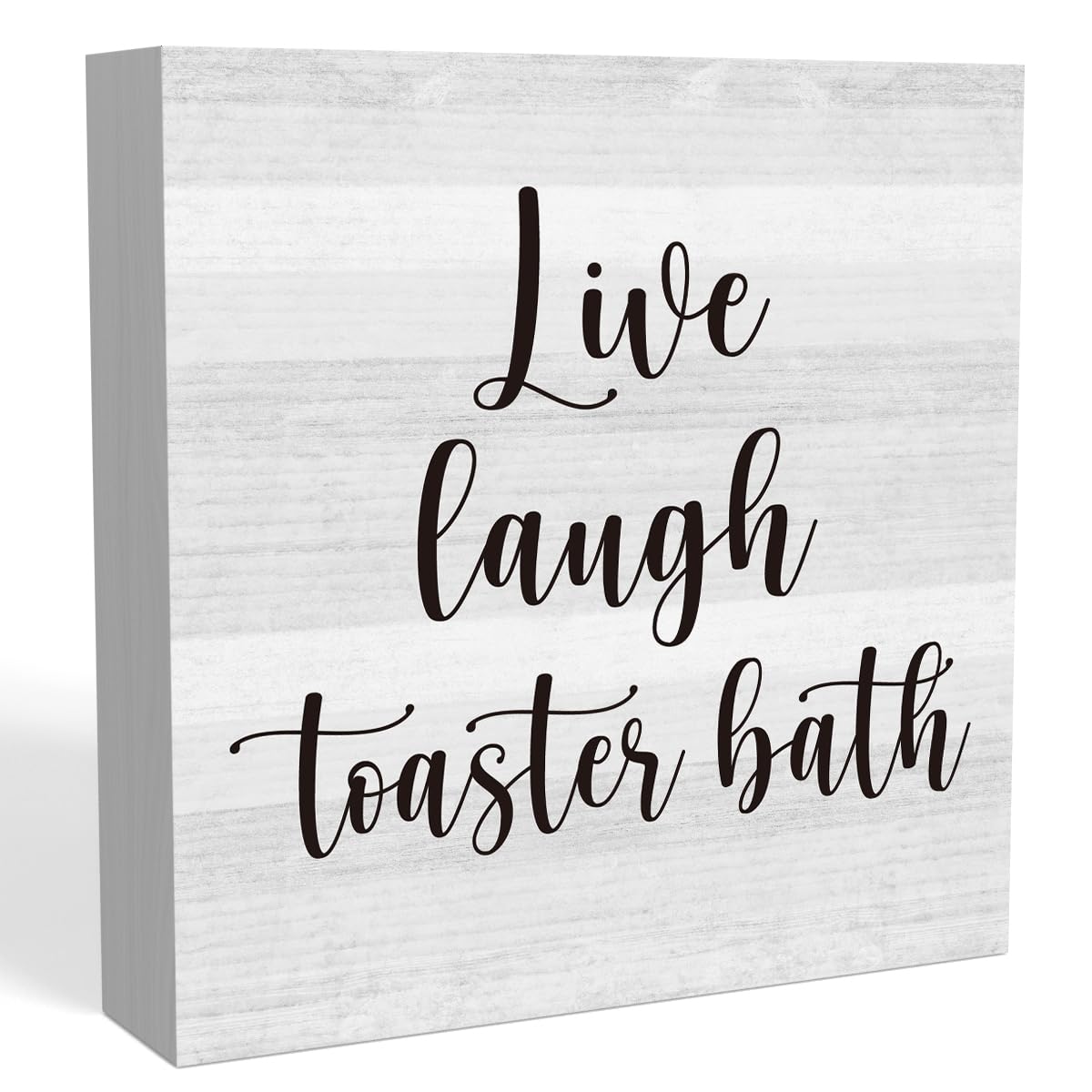 Live Laugh Toaster Bath Sign 5 X 5 Inches Rustic Funny Bathroom Decor Wood Plaque Block Signs Gift Home Office Desk Accessories 