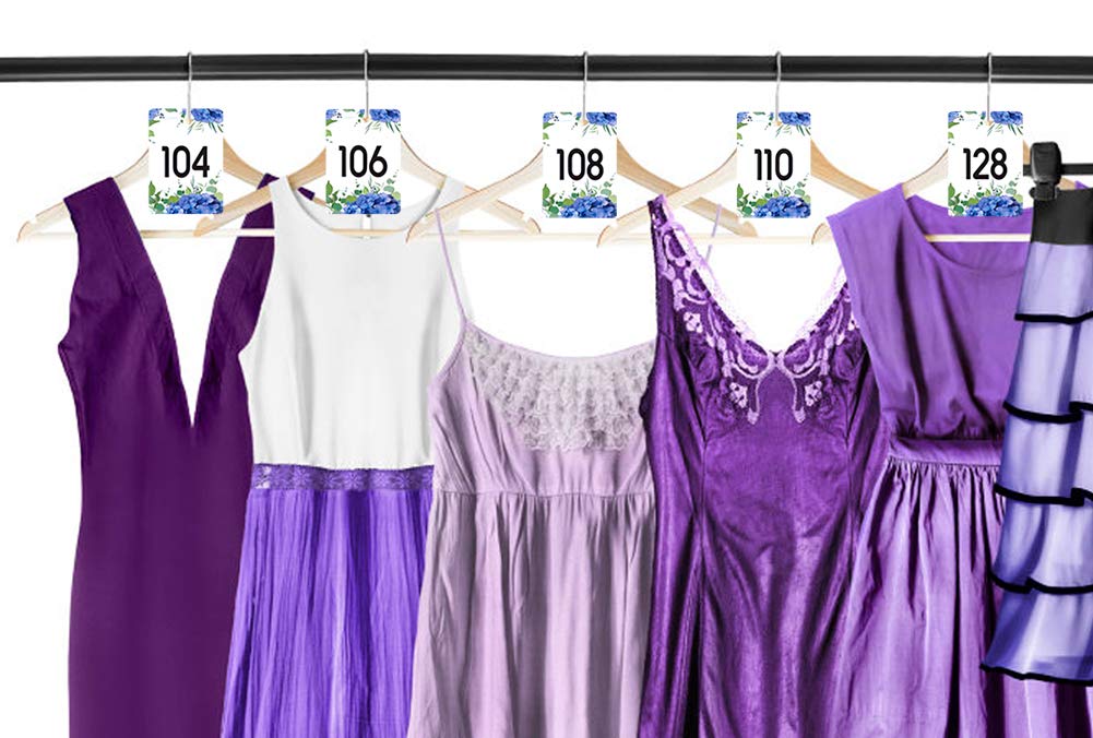 Facraft Live Number Tag 001-100, Floral Purple Live Sale Number Cards,Normal And Reverse Mirror Image Hanger Cards