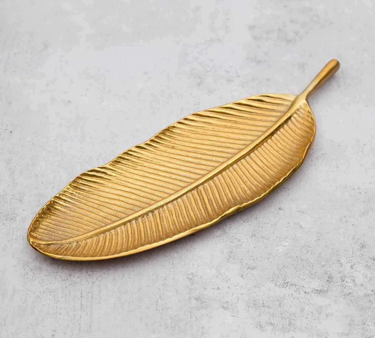 Purestory Tray for Center Table Centerpiece Tray for Home Decor | Leaf-Shaped Serving Platter for Serving Sweets,Cookies,Dry Fru
