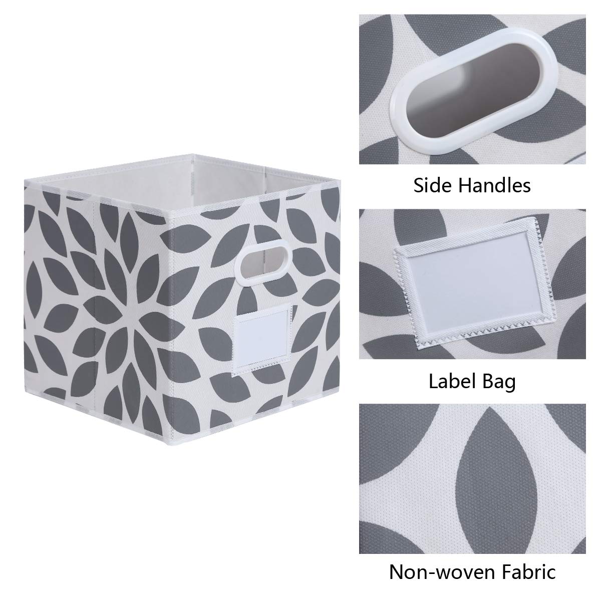 Max Houser Fabric Storage Bins Cubes Baskets Containers With Dual Plastic Handles For Home Closet Bedroom Drawers Organizers, Fl