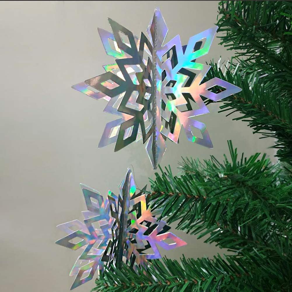 3D Iridescent Snowflake Decorations Holographic Snow Flakes Garland Winter Wonderland Frozen Theme Party Hanging Streamer Backdr