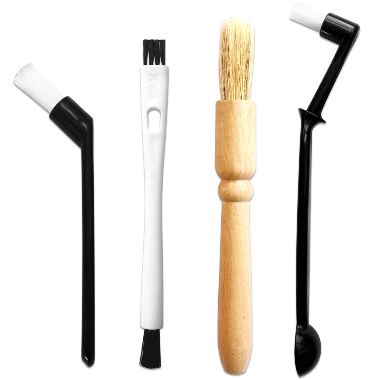 Ackllr Coffee Grinder Cleaning Brush, Heavy Wood Handle & Natural Bristles Wood Dusting Espresso Brush And Nylon Espresso Machin