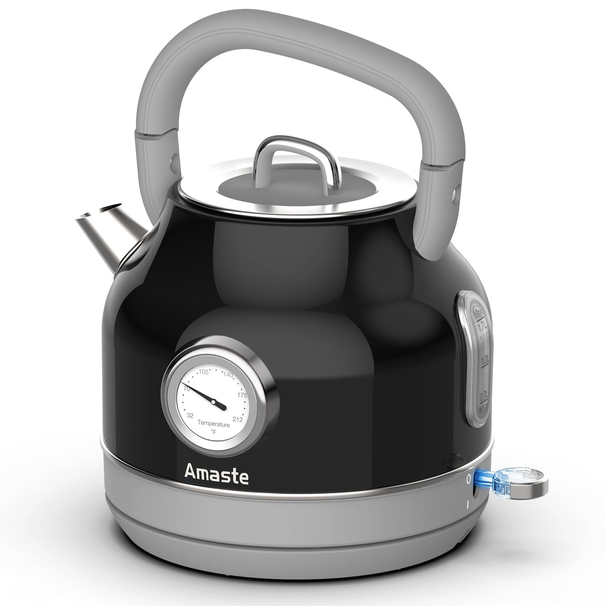 Amaste Electric Kettle, Retro Electric Tea Kettle With Thermometer, 57 Oz Hot Water Kettle For Coffee & Tea, 304 Stainless Steel