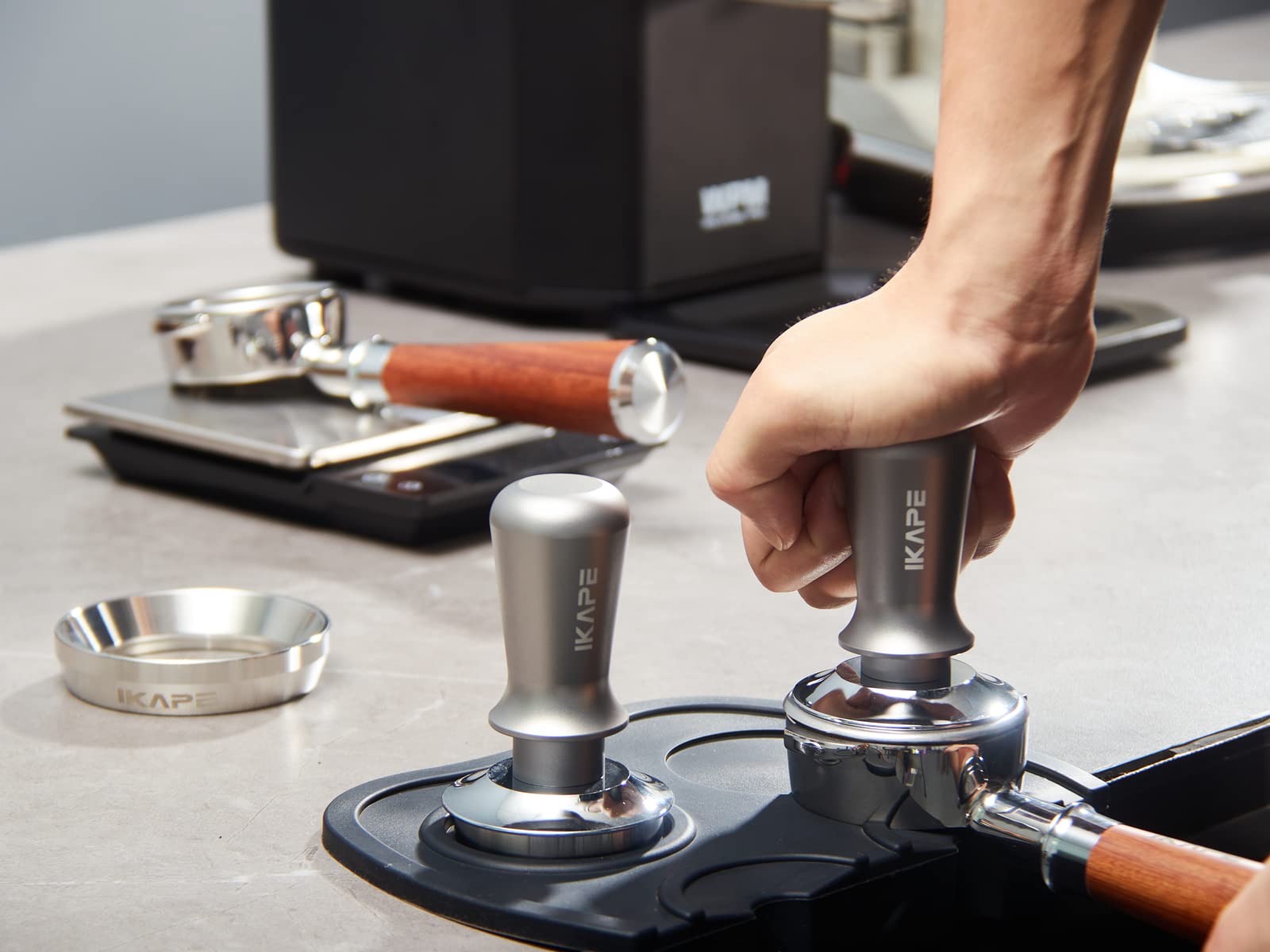 Ikape 49Mm Espresso Tamper, Premium Barista Coffee Tamper With Calibrated Spring Loaded, 100% Flat Stainless Steel Base Tamper F