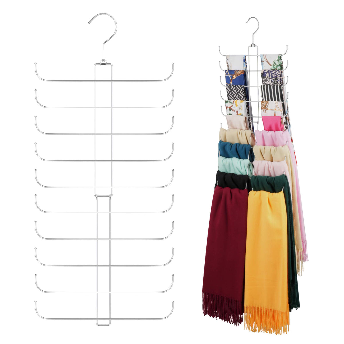 Zedodier Scarf Organizer Scarf Hanger For Closet, Rotatable Sturdy Hijab Holder Holds 20 Scarves, Space Saving Closet Organizers
