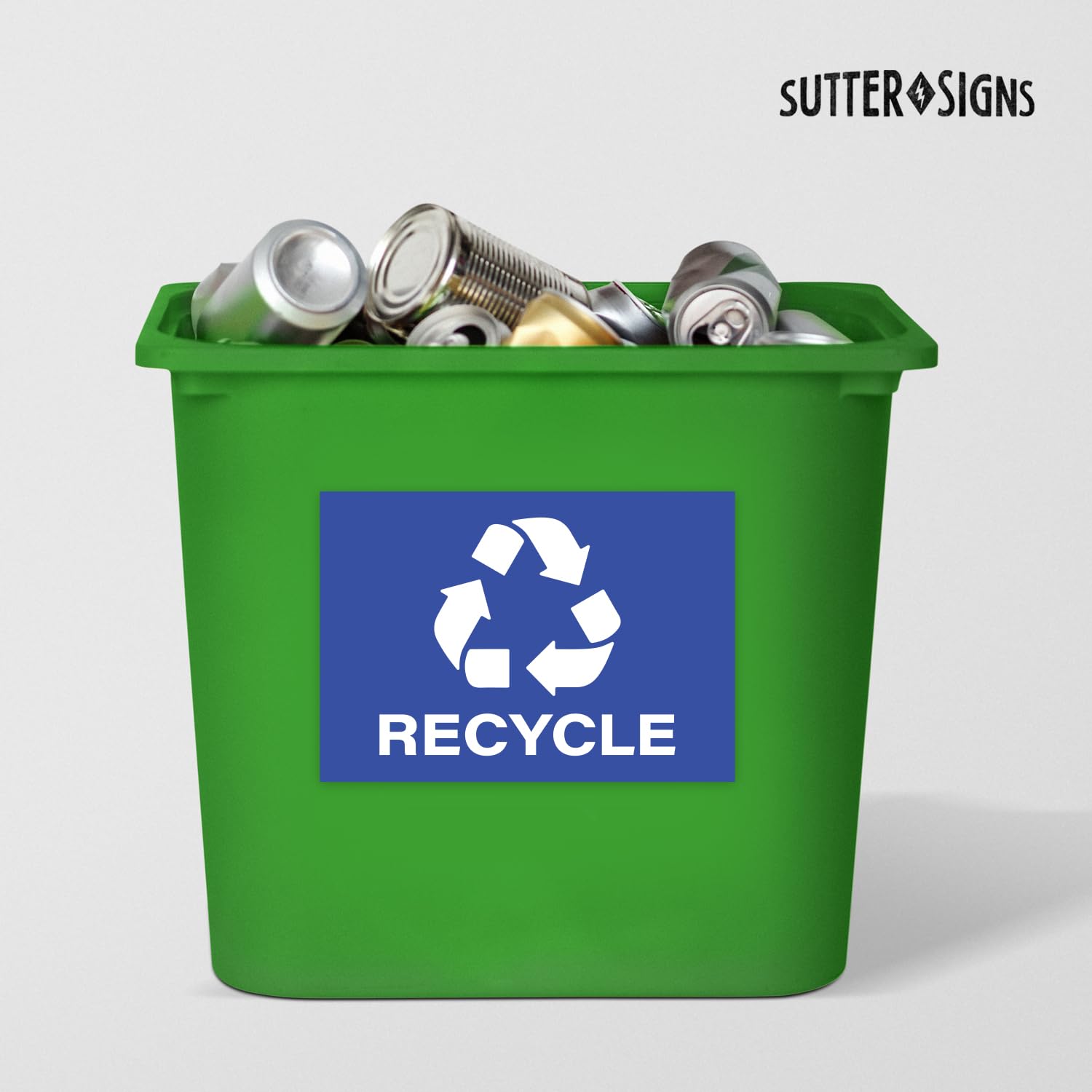 Recycle Stickers, Self Adhesive Weatherproof Vinyl Stickers, Blue, 7'' X 10'' (Pack Of 4)