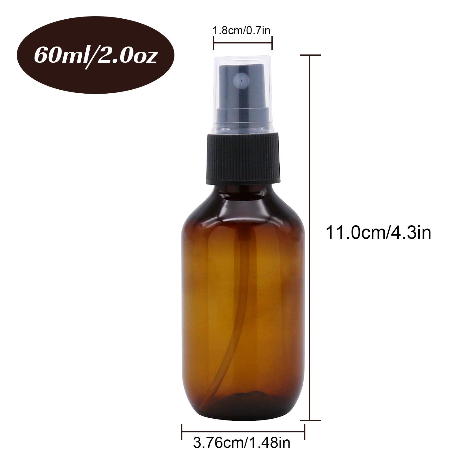 Syntecso 96 Pack 2Oz Amber Plastic Spray Bottles, Fine Mist Spray Bottles For Essential Oils, Water Spray Bottle For Hair Plant