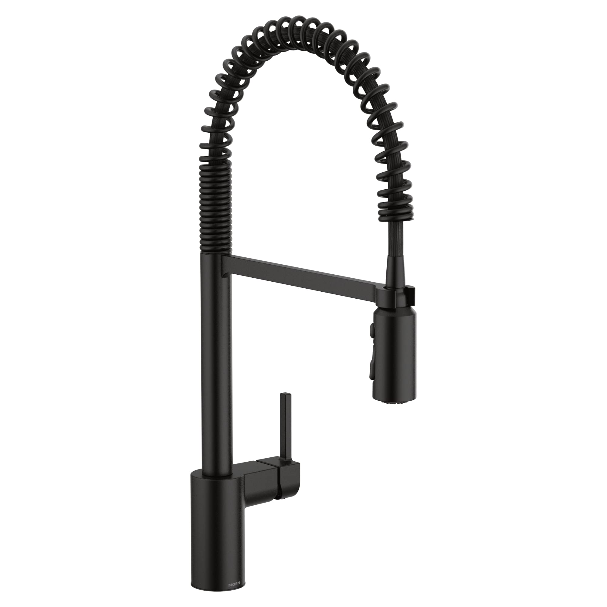 Moen Align Matte Black One-Handle Pre-Rinse Spring Pulldown Kitchen Faucet With Pull Down Sprayer And Power Boost, Farmhouse Sin