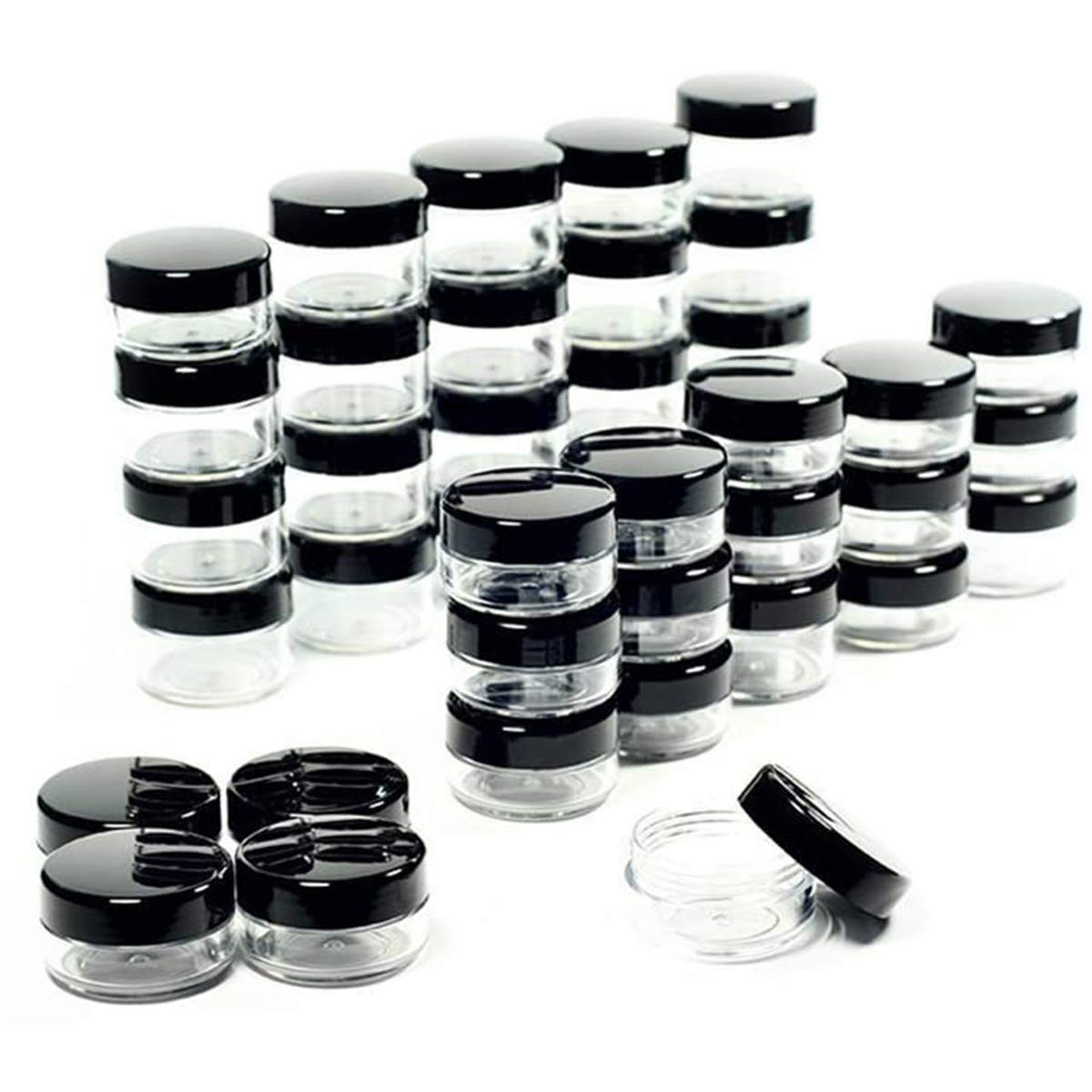 Zejia 5 Gram Cosmetic Containers 50Pcs Sample Jars Tiny Makeup Sample Containers With Lids (Black)