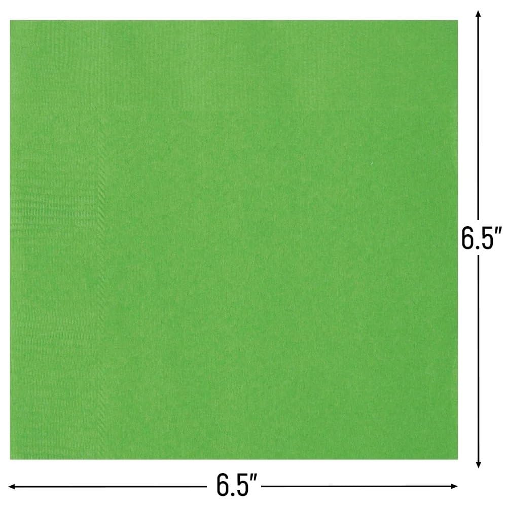 Lime Green Solid Luncheon Paper Napkins - 6.5'' X 6.5'' (20 Ct) - Elegant & Durable Design - Perfect For Parties, Events & Celeb