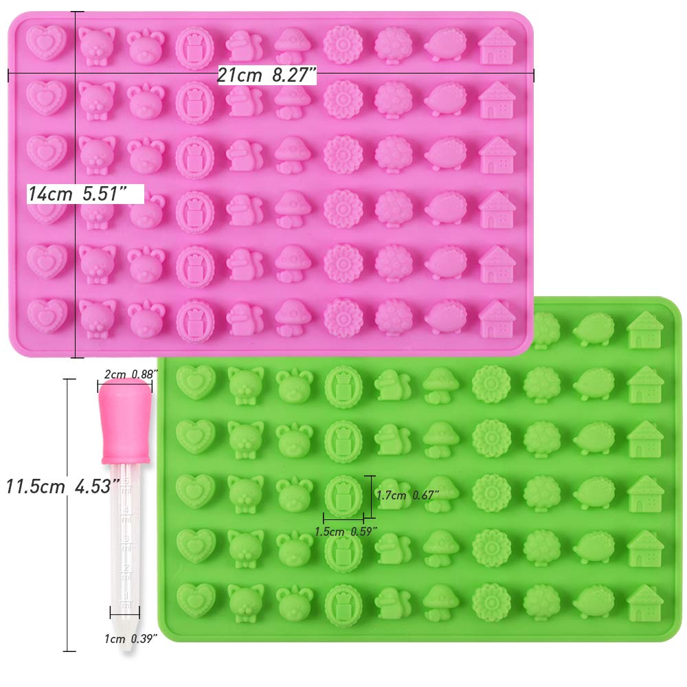 Cozihom Forest And Animal Silicone Molds, Gummy Mold, Chocolate Candy Mold With 2 Droppers, Food Grade Silicone, 4 Pcs