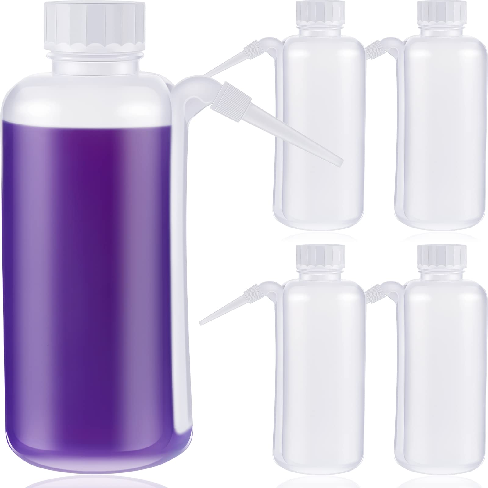 Suclain 5 Pieces Communion Cup Filler Plastic No Drip Squeeze Bottle Communion Juice Dispenser with Side Straw Church Bottle Fil