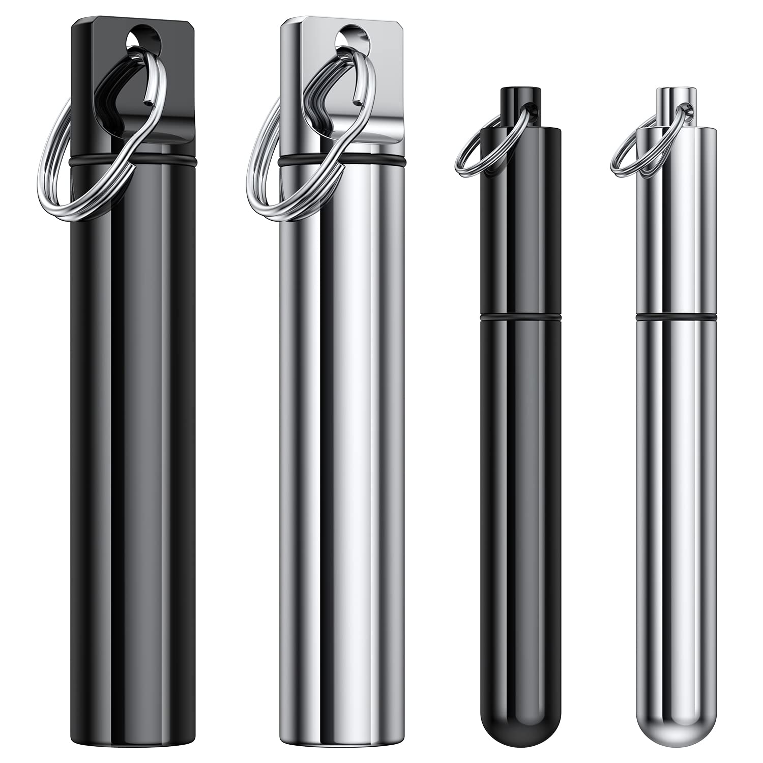 TecQach 4 Pieces Metal Portable Toothpick Holder, aluminum alloy Pocket Toothpick Holder Aluminum Waterproof Case Toothpick Cont