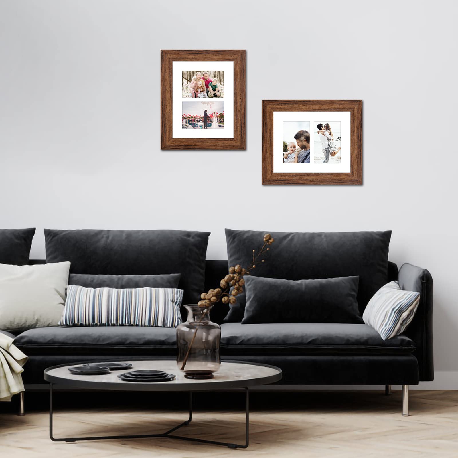 Gaevuian 8x10 Picture Frame Display Double 4X6 Picture Frame Collage,Multi Photo Frame with Mat,Plexiglass,Wall or Tabletop Deco