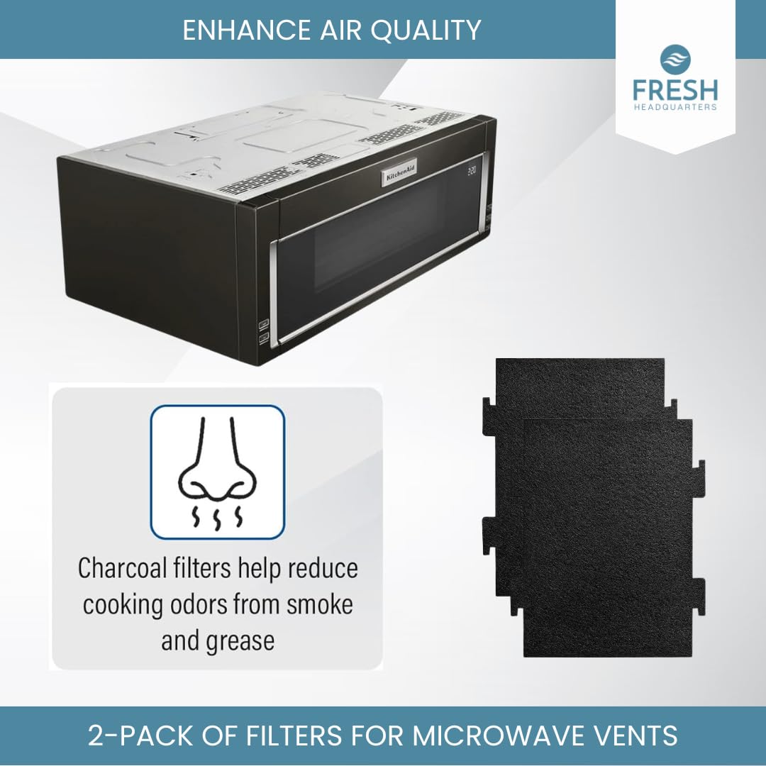 Replacement Air Filters For Microwave Oven - 2 Pack Activated Charcoal Filters Compatible With Kitchen Aid And Whirlpool Over Th