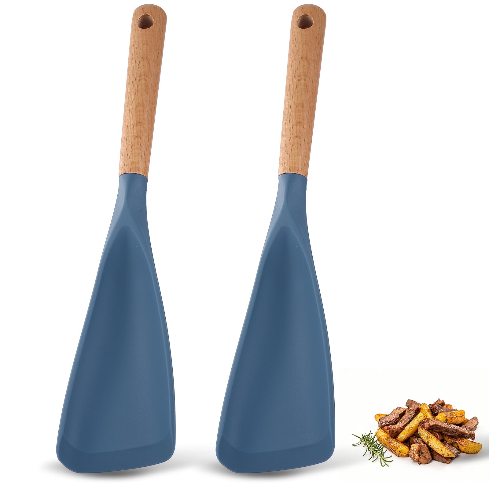 Cooking Spoon for Nonstick Cookwares, Multifunction Spatula Spoon, Great for Both Cooking and Serving, Wood Handle Spoon for Sti