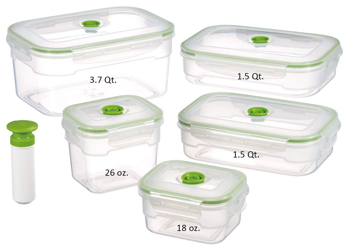 Lasting Freshness 11 Piece Vacuum Seal Food Storage Containers With Vacuum Pump, Airtight And Leak Proof, Vacuum Sealed Food Sto